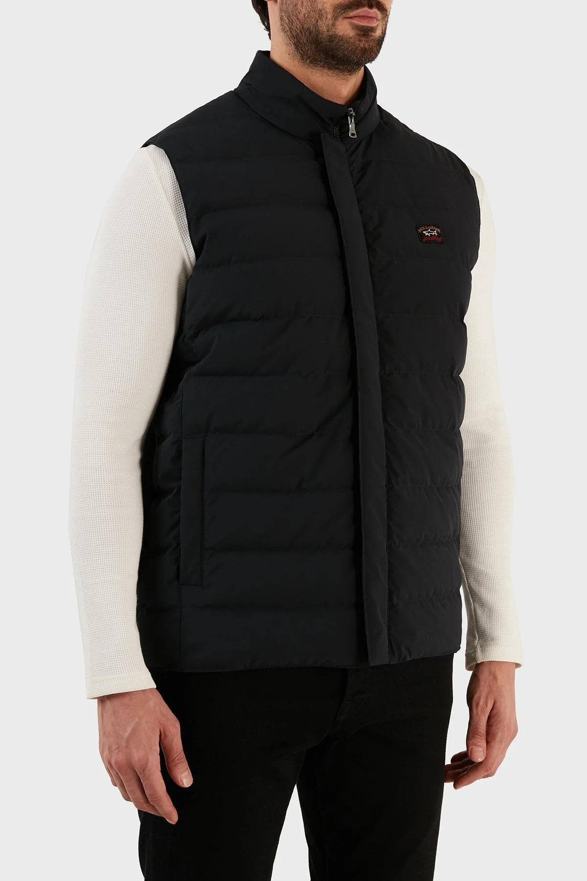 Paul & Shark Yünlü Regular Fit Kuş Tüyü Dolgulu Dik Yaka Erkek Yelek 12311244 011 SİYAH - 3