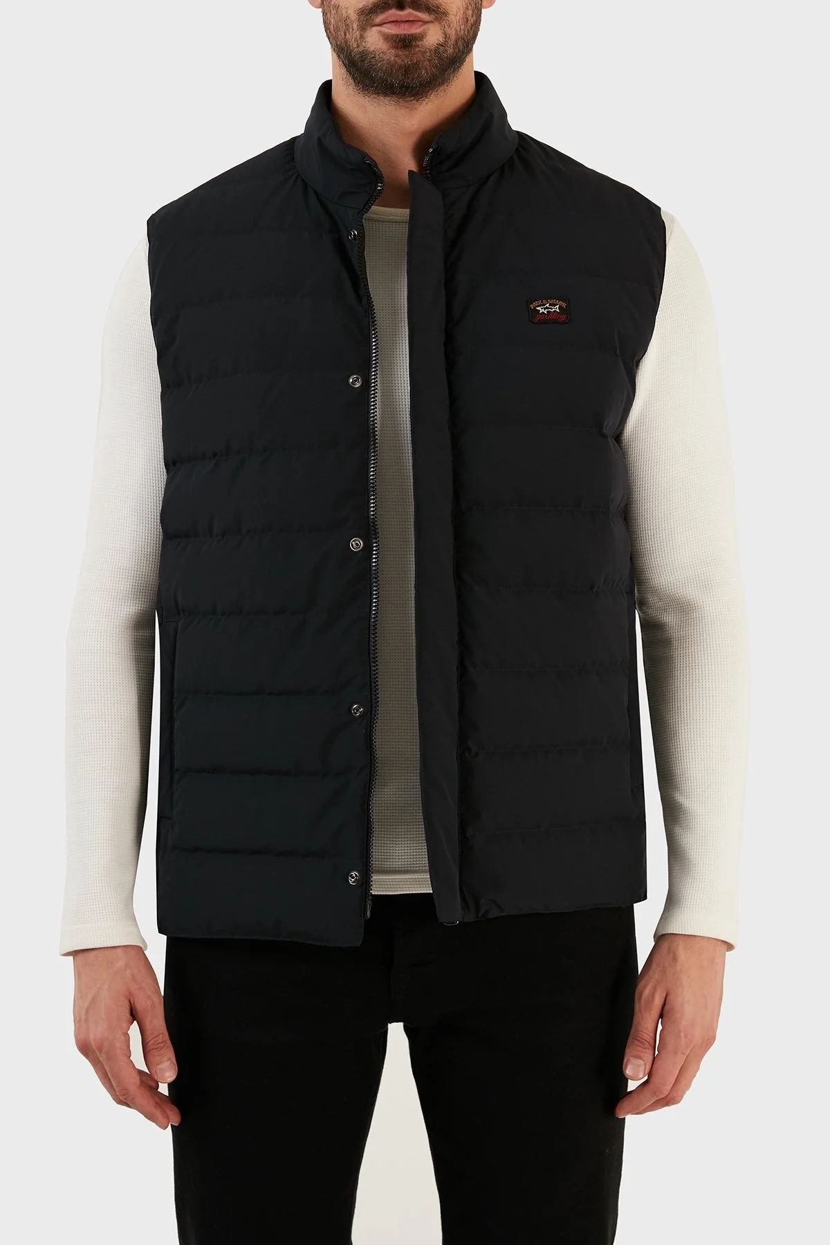 Paul & Shark Yünlü Regular Fit Kuş Tüyü Dolgulu Dik Yaka Erkek Yelek 12311244 011 SİYAH - 4