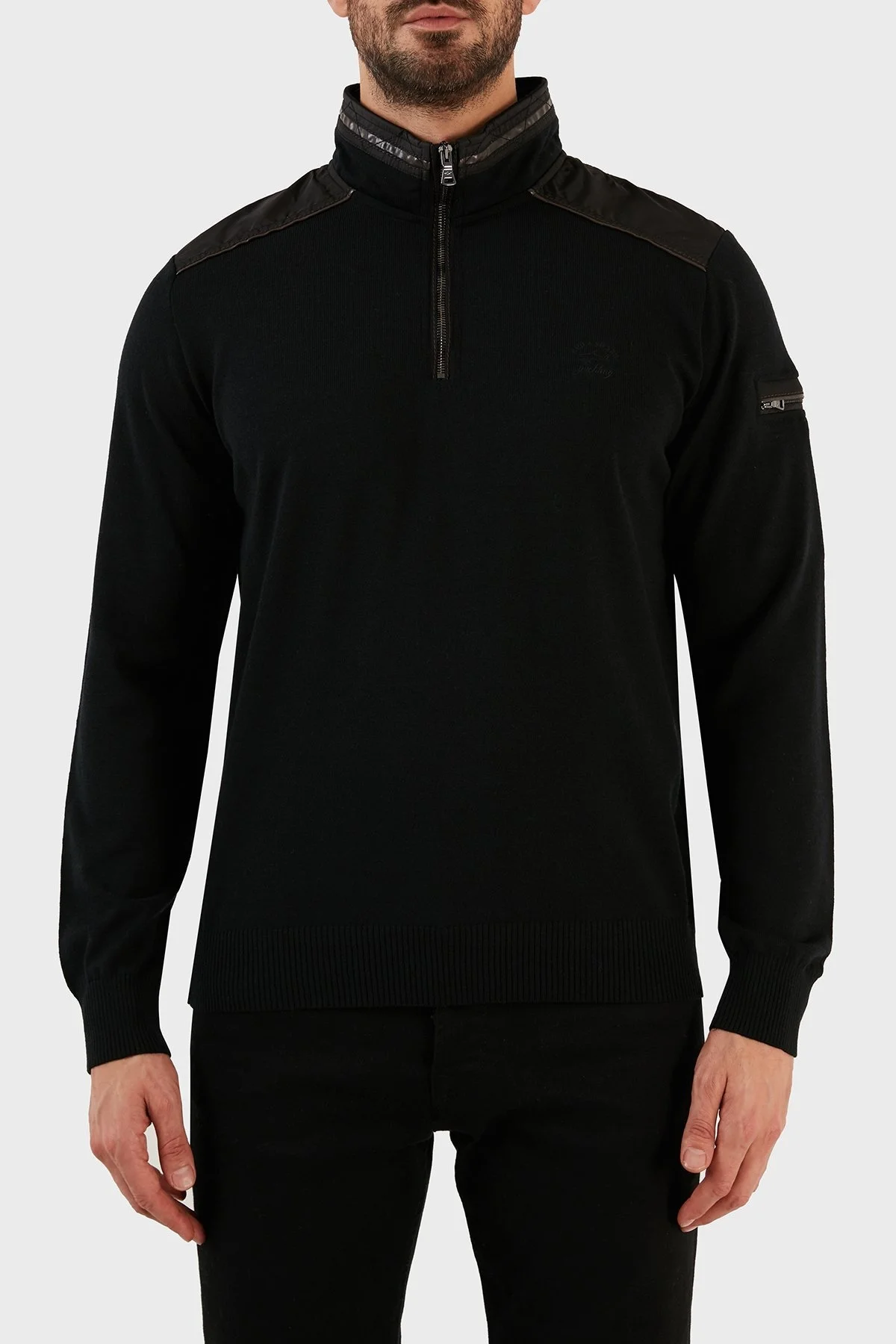 Paul & Shark Yünlü Regular Fit Yarım Fermuarlı Dik Yaka Erkek Sweat 11311102 011 SİYAH - 1