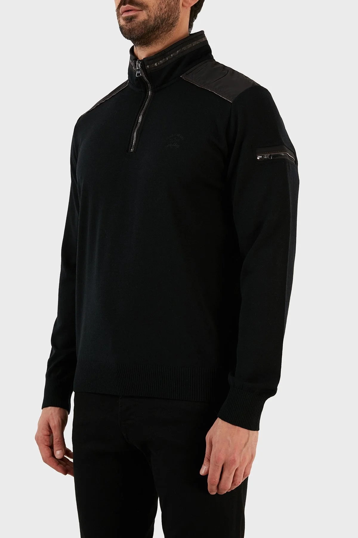 Paul & Shark Yünlü Regular Fit Yarım Fermuarlı Dik Yaka Erkek Sweat 11311102 011 SİYAH - 2