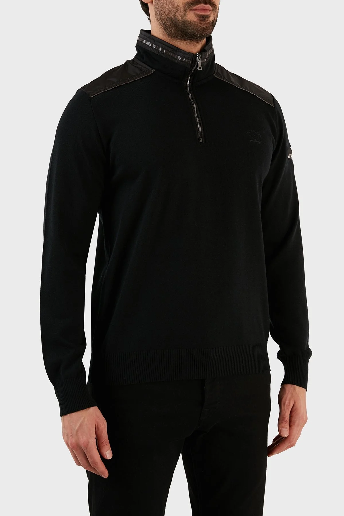 Paul & Shark Yünlü Regular Fit Yarım Fermuarlı Dik Yaka Erkek Sweat 11311102 011 SİYAH - 3