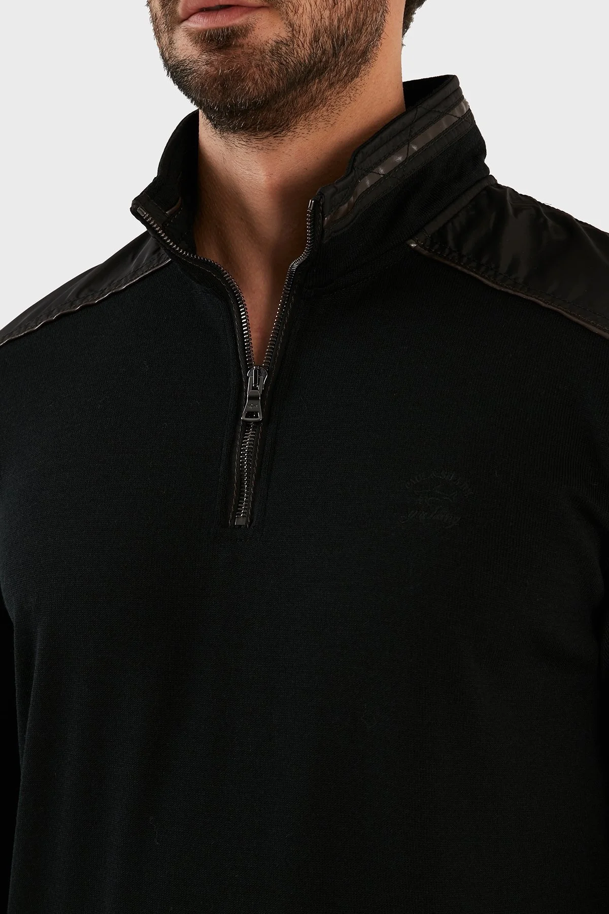 Paul & Shark Yünlü Regular Fit Yarım Fermuarlı Dik Yaka Erkek Sweat 11311102 011 SİYAH - 4