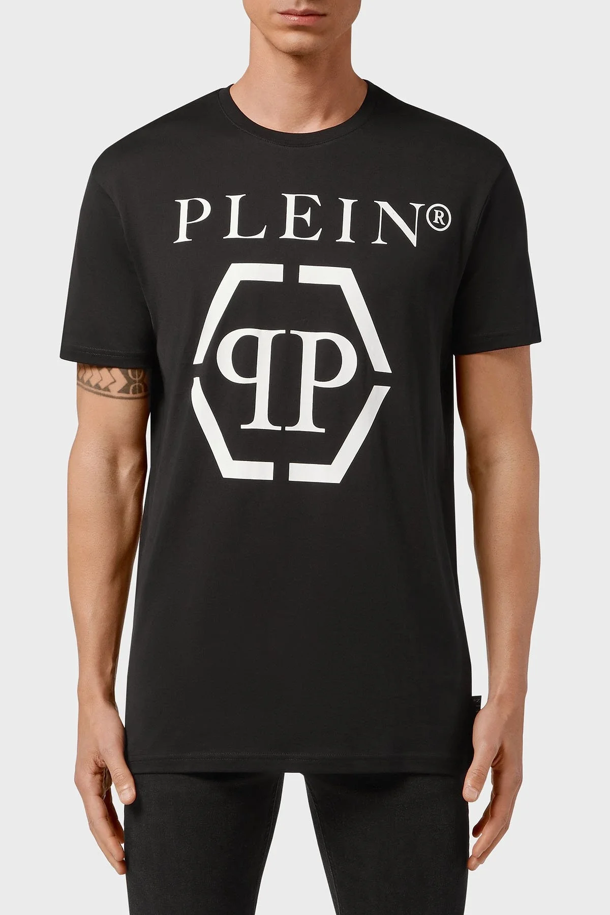 Philipp Plein % 100 Pamuk Regular Fit Logolu Erkek T Shirt MTK5124 PJY002N 02 SİYAH - 1