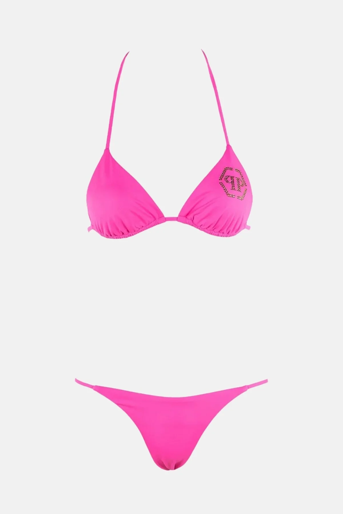 Philipp Plein Boyundan Bağlamalı Logo Detaylı Bayan Bikini CDPPT1049 FUŞYA - 1
