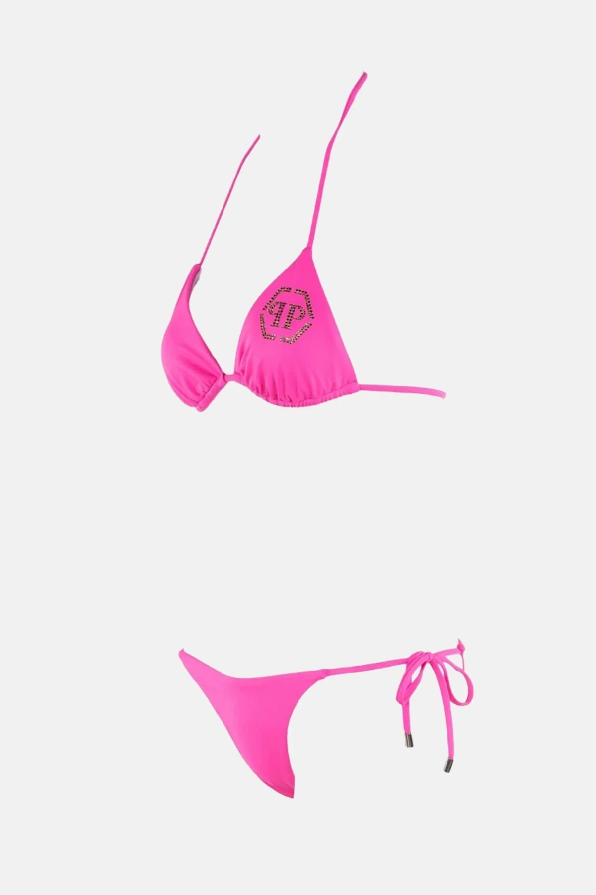 Philipp Plein Boyundan Bağlamalı Logo Detaylı Bayan Bikini CDPPT1049 FUŞYA - 2