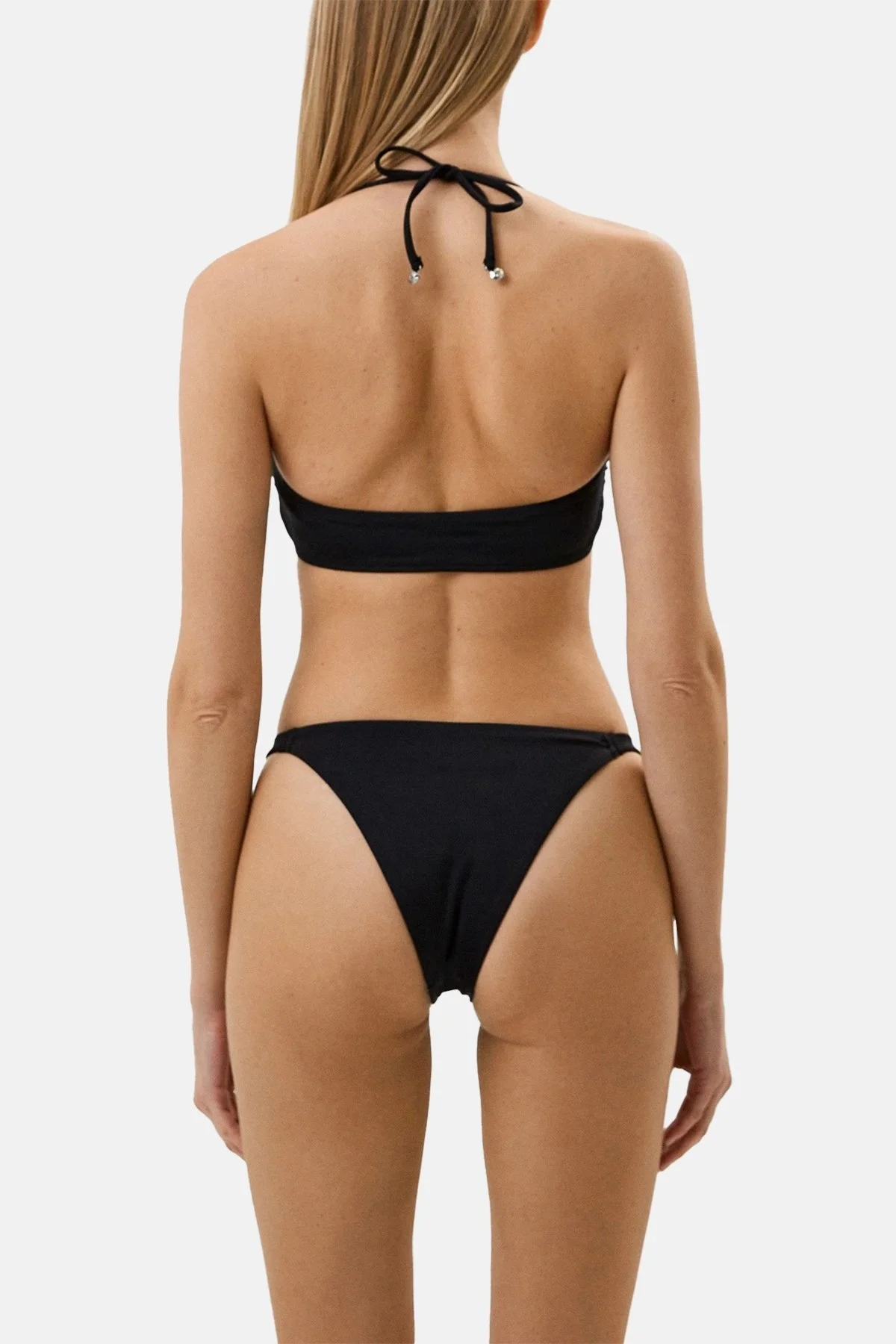 Philipp Plein Boyundan Bağlamalı Logolu Taş Süslemeli Bayan Bikini CDPPF0399 SİYAH - 2