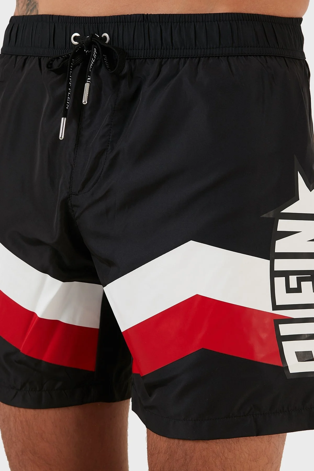 Philipp Plein Logolu Deniz Şortu Belden Bağlamalı Erkek Mayo Short CUPP06M0199 SİYAH - 6