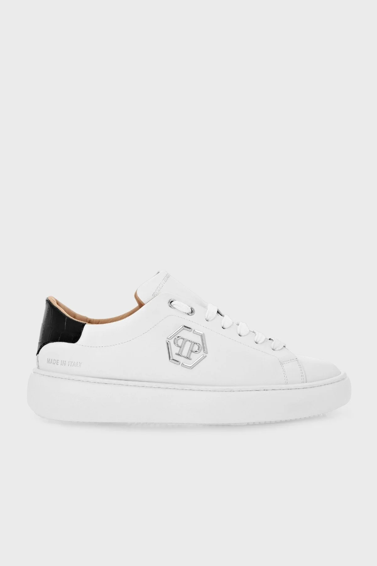 Philipp Plein Logolu Deri Sneaker Erkek Ayakkabı SACS MSC3810 PLE075N 0102 BEYAZ - 1