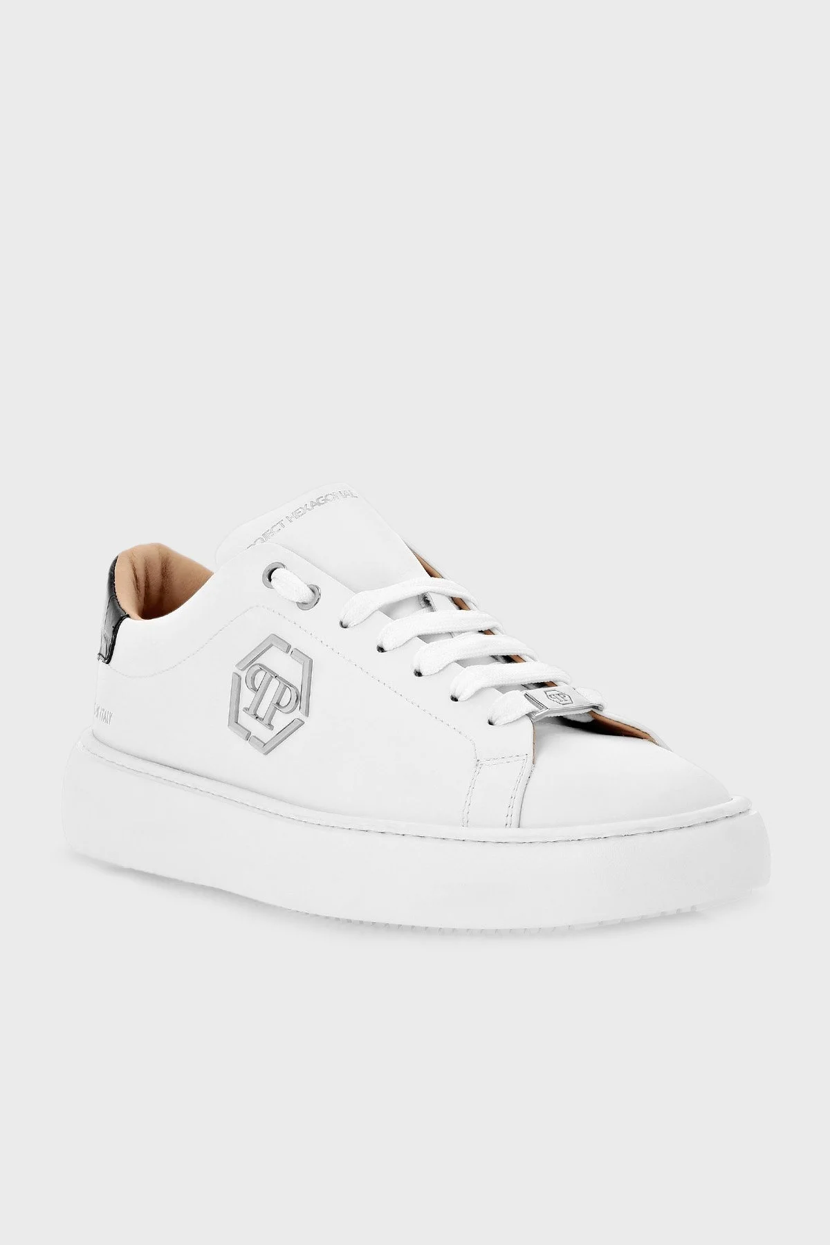 Philipp Plein Logolu Deri Sneaker Erkek Ayakkabı SACS MSC3810 PLE075N 0102 BEYAZ - 2