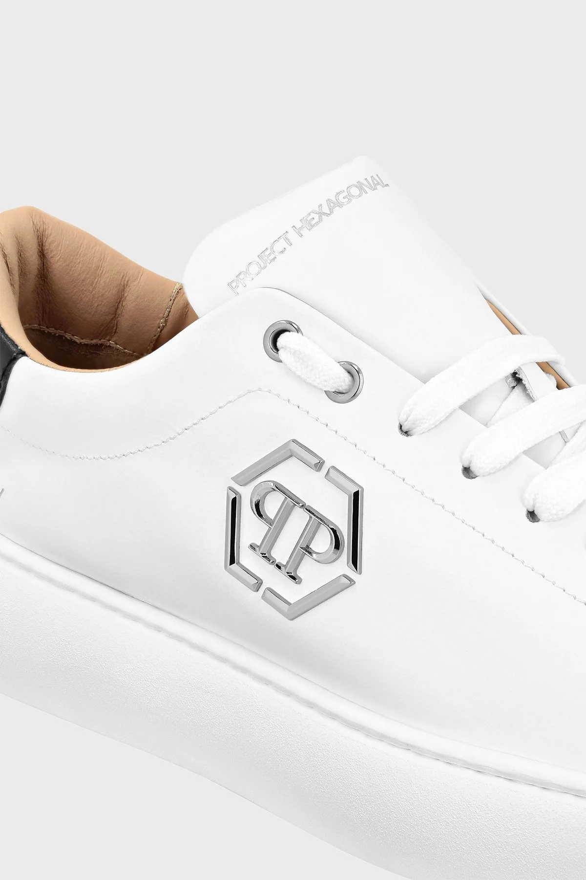 Philipp Plein Logolu Deri Sneaker Erkek Ayakkabı SACS MSC3810 PLE075N 0102 BEYAZ - 5