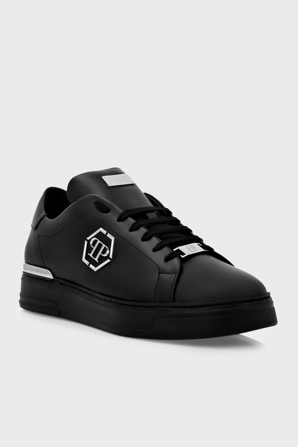 Philipp Plein Logolu Hakiki Deri Sneaker Erkek Ayakkabı FABS USC0379 PLE075N 0202 SİYAH-SİYAH - 2