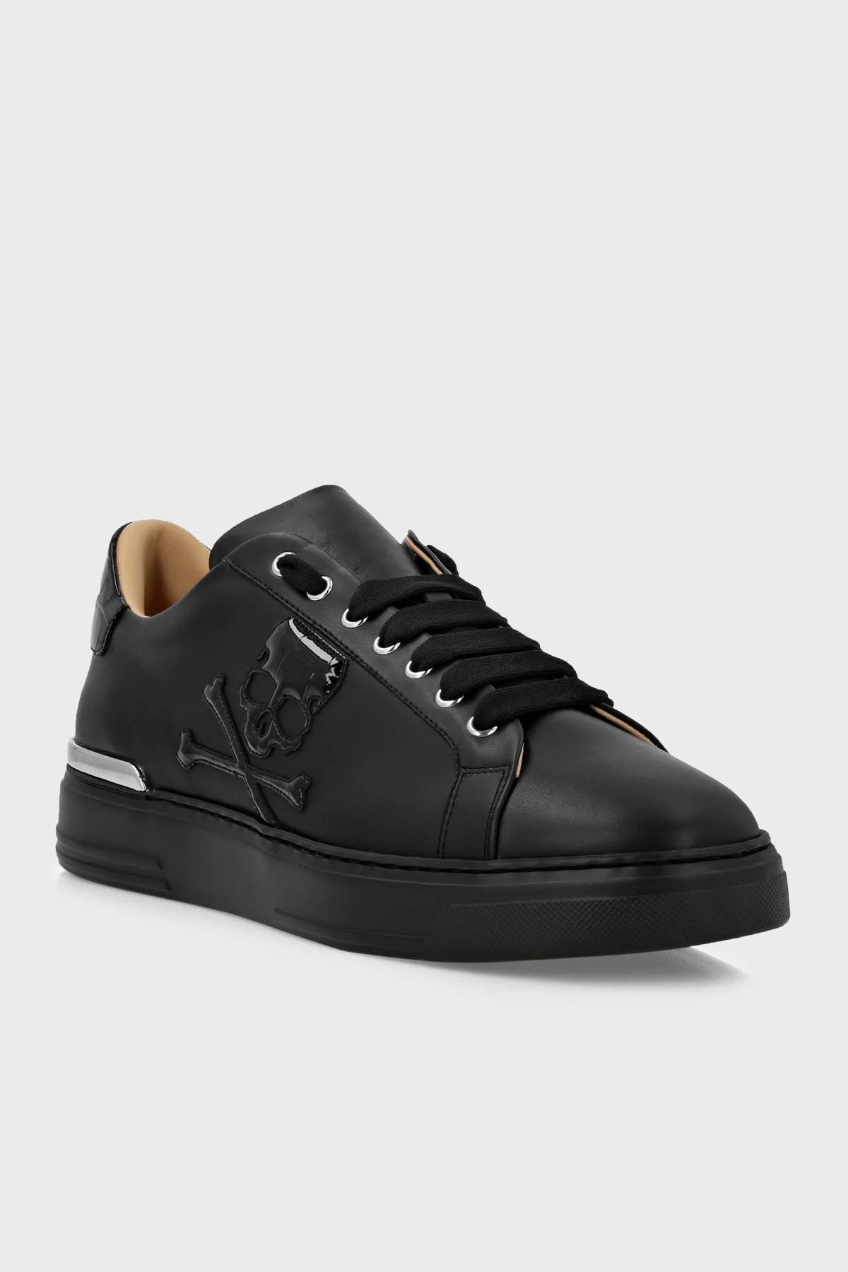 Philipp Plein Logolu Hakiki Deri Sneaker Erkek Ayakkabı FACS USC0501 PLE075N 0202 SİYAH - 2
