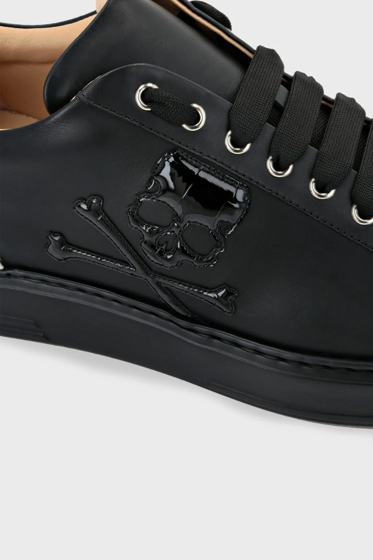 Philipp Plein Logolu Hakiki Deri Sneaker Erkek Ayakkabı FACS USC0501 PLE075N 0202 SİYAH - 5