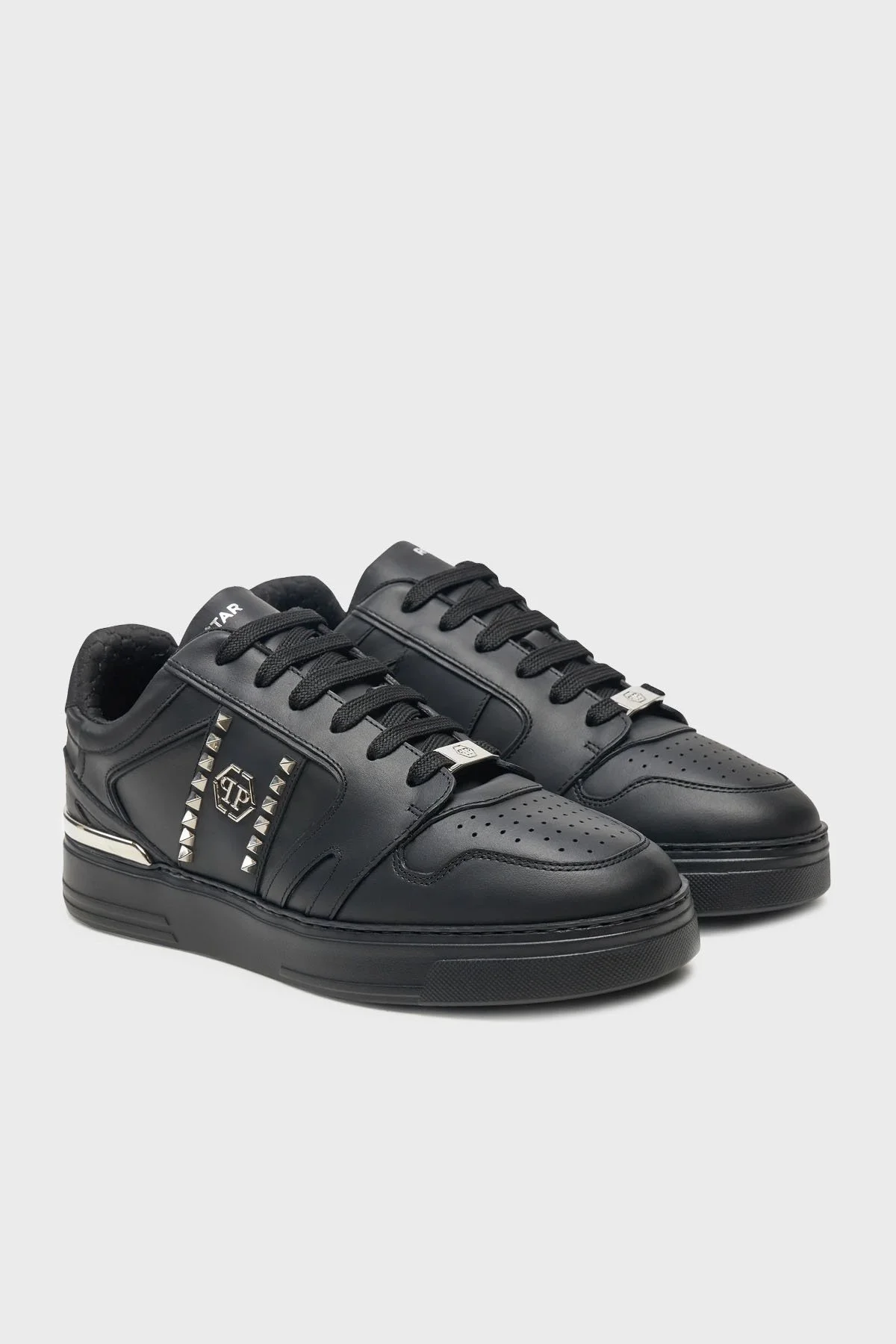 Philipp Plein Logolu Hakiki Deri Zımba Detaylı Kalın Taban Sneaker Erkek Ayakkabı USC0658 PLE010N 0202 SİYAH - 8