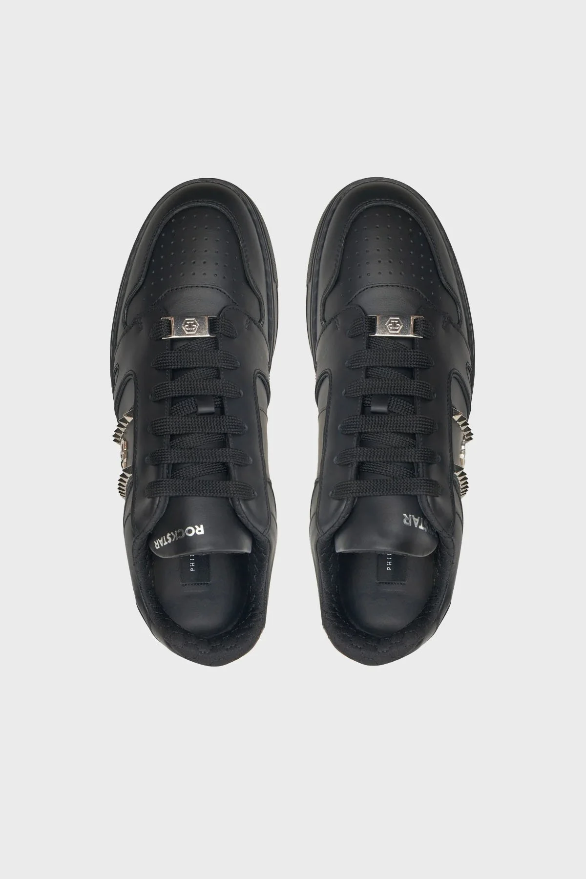 Philipp Plein Logolu Hakiki Deri Zımba Detaylı Kalın Taban Sneaker Erkek Ayakkabı USC0658 PLE010N 0202 SİYAH - 9