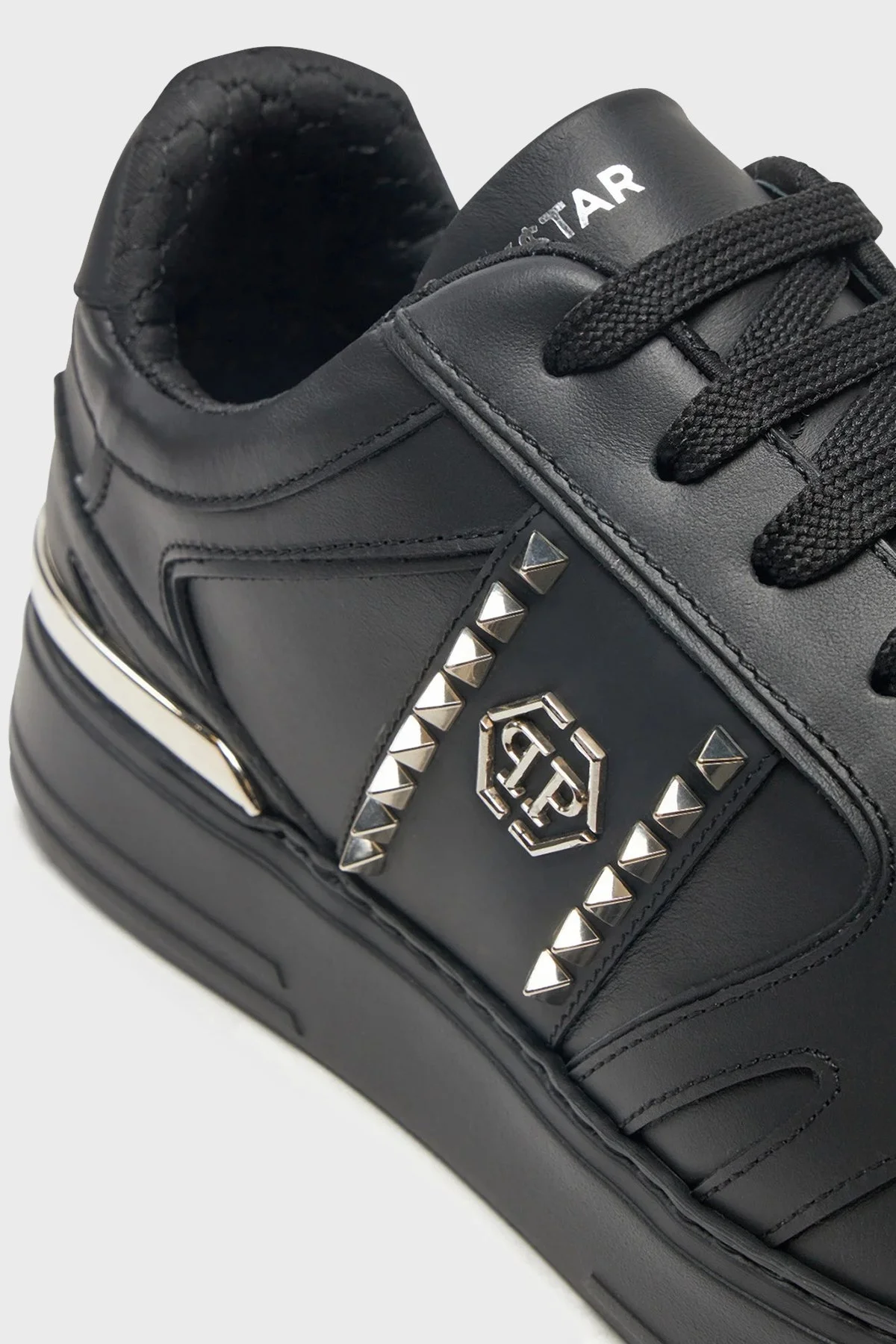 Philipp Plein Logolu Hakiki Deri Zımba Detaylı Kalın Taban Sneaker Erkek Ayakkabı USC0658 PLE010N 0202 SİYAH - 11