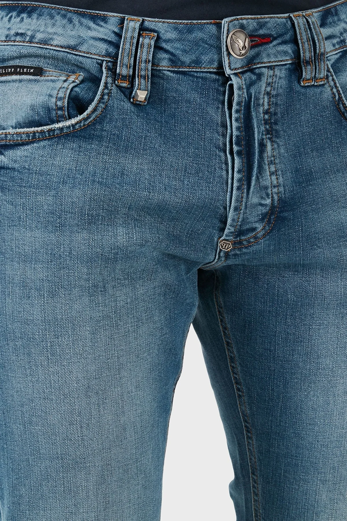 Philipp Plein Streç Pamuklu Slim Fit Normal Bel Dar Paça Jeans Erkek Kot Pantolon MDT2500 PDE004N 07BP MAVİ - 14