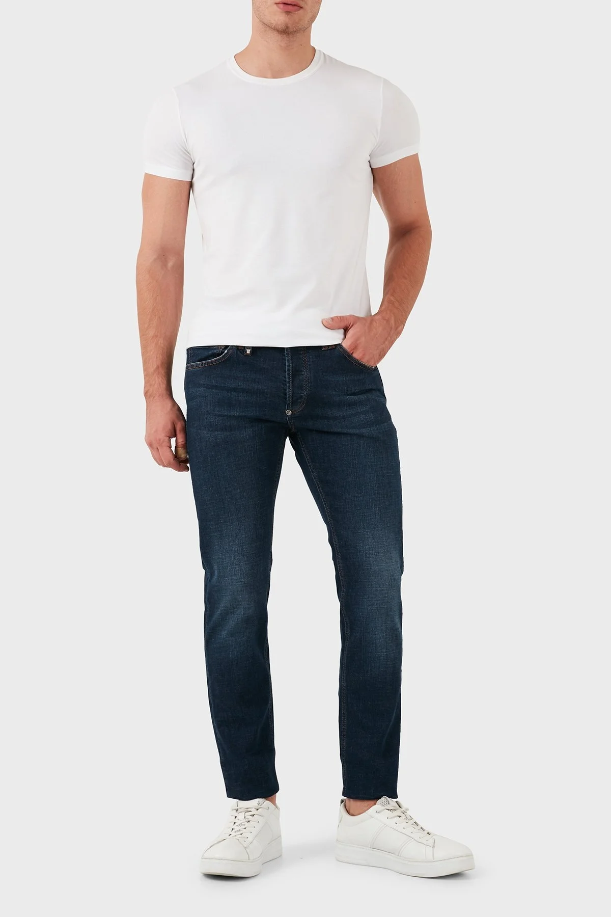 Philipp Plein Streç Pamuklu Slim Fit Normal Bel Dar Paça Jeans Erkek Kot Pantolon MDT2500 PDE004N 14BP LACİVERT - 8