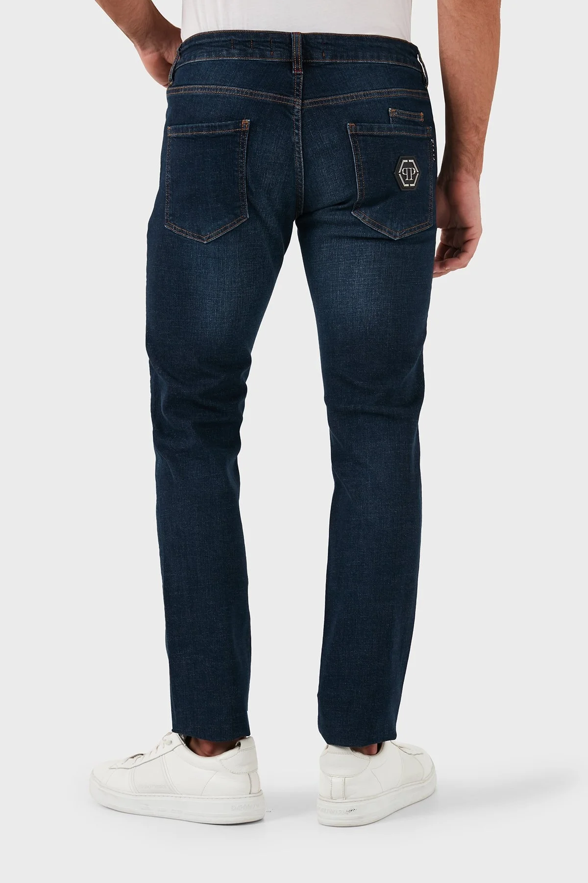 Philipp Plein Streç Pamuklu Slim Fit Normal Bel Dar Paça Jeans Erkek Kot Pantolon MDT2500 PDE004N 14BP LACİVERT - 9