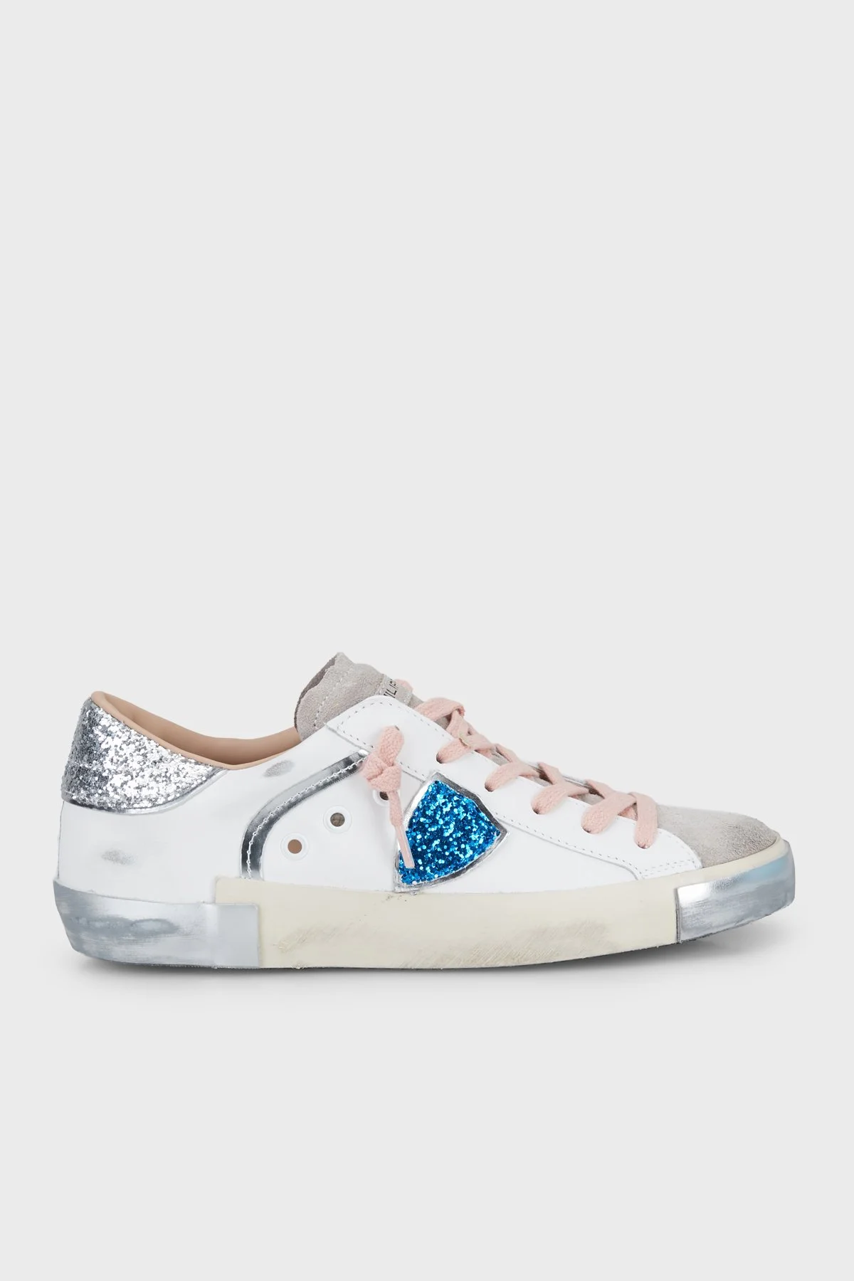Philippe Model Sim Detaylı Deri Sneaker Kadın Ayakkabı PRLDVG10 Beyaz-gri-mavi - 1