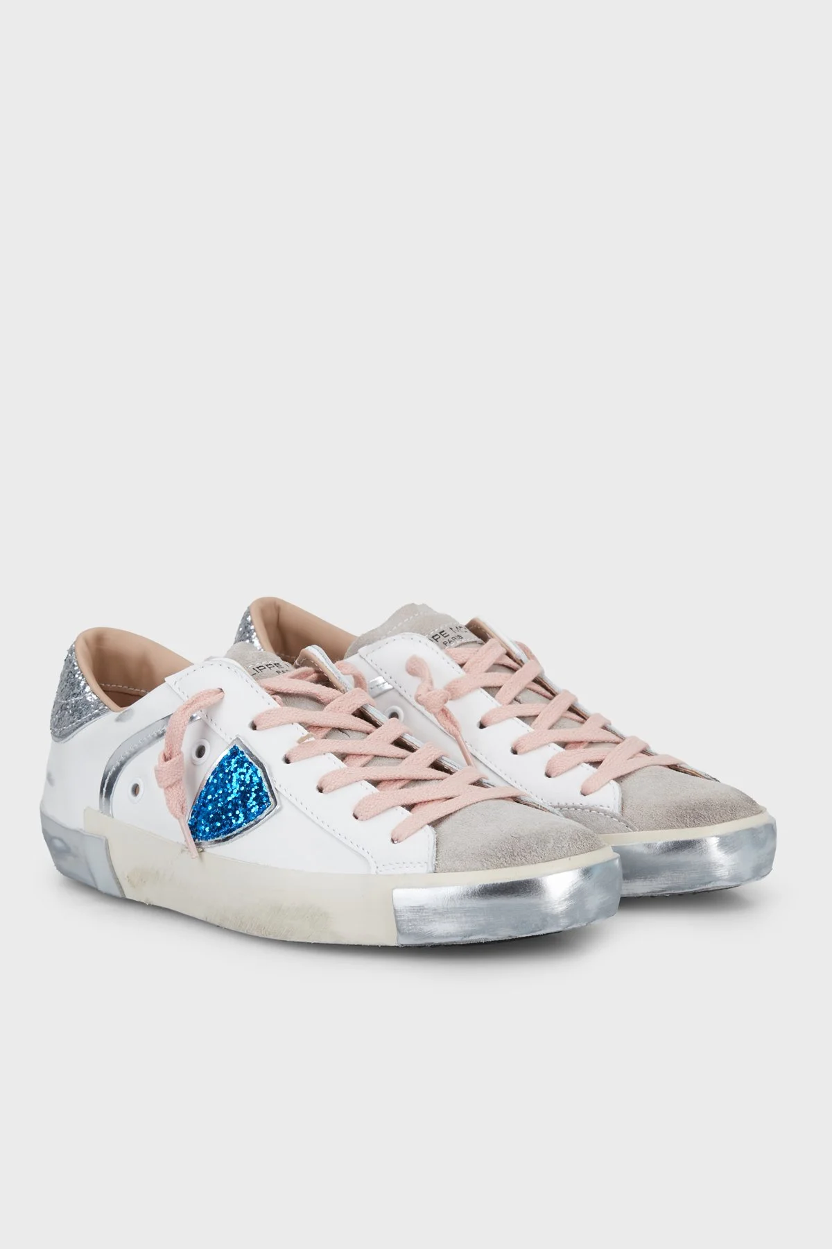 Philippe Model Sim Detaylı Deri Sneaker Kadın Ayakkabı PRLDVG10 Beyaz-gri-mavi - 3