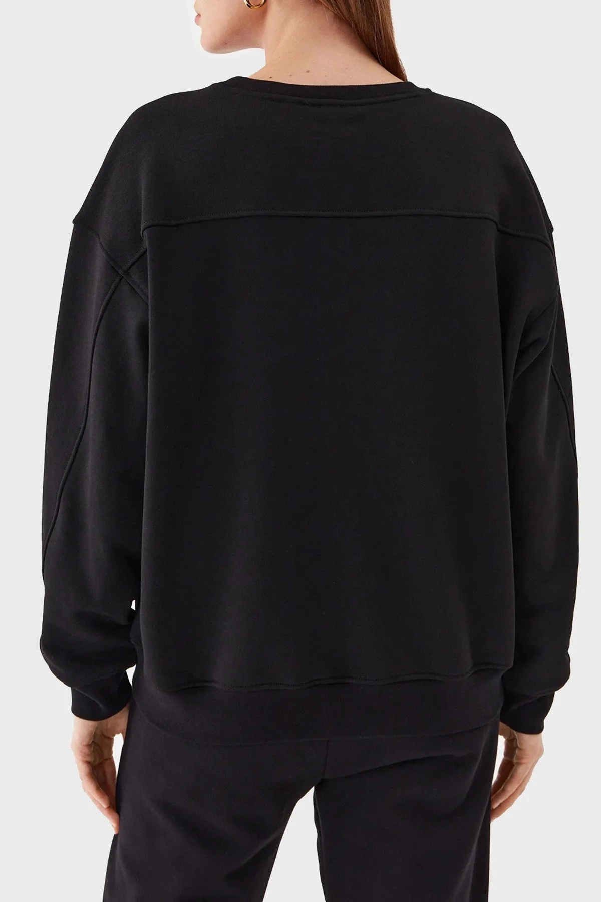 Pinko % 100 Pamuk Bisiklet Yaka Oversize Bayan Sweat 101831 A162 Z99 SİYAH - 2