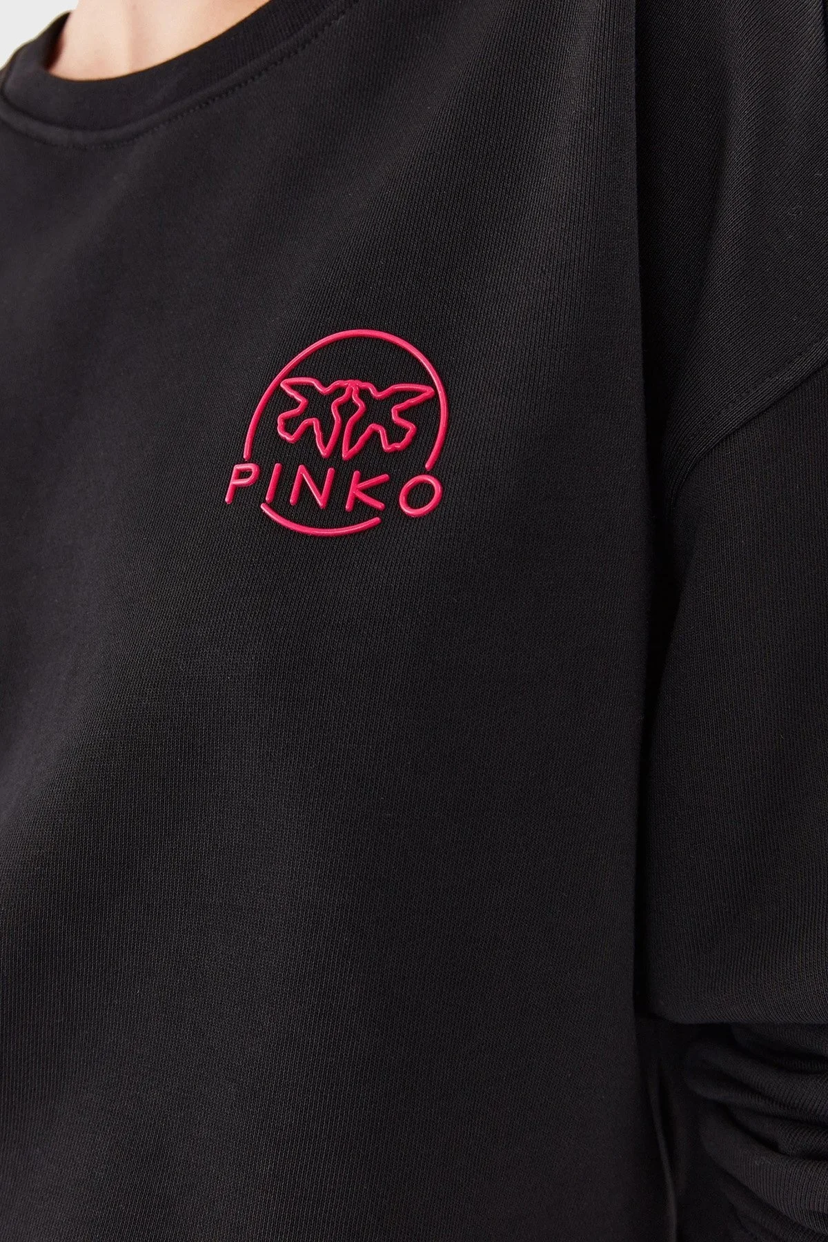 Pinko % 100 Pamuk Bisiklet Yaka Oversize Bayan Sweat 101831 A162 Z99 SİYAH - 5