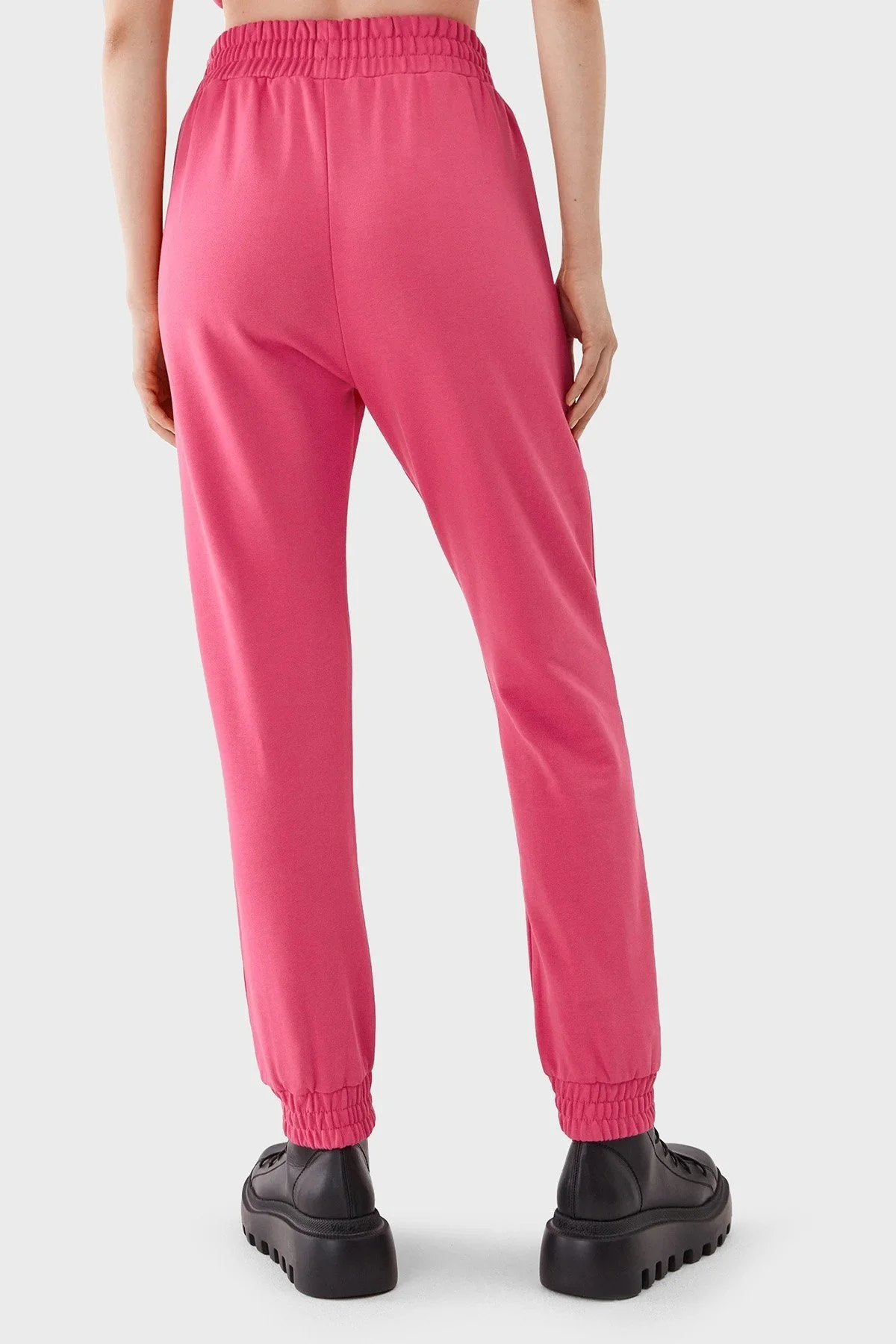 Pinko % 100 Pamuk Cepli Yüksek Belli Dar Paça Relaxed Fit Jogger Spor Bayan Pantolon 100371 A162 N17 PEMBE - 8