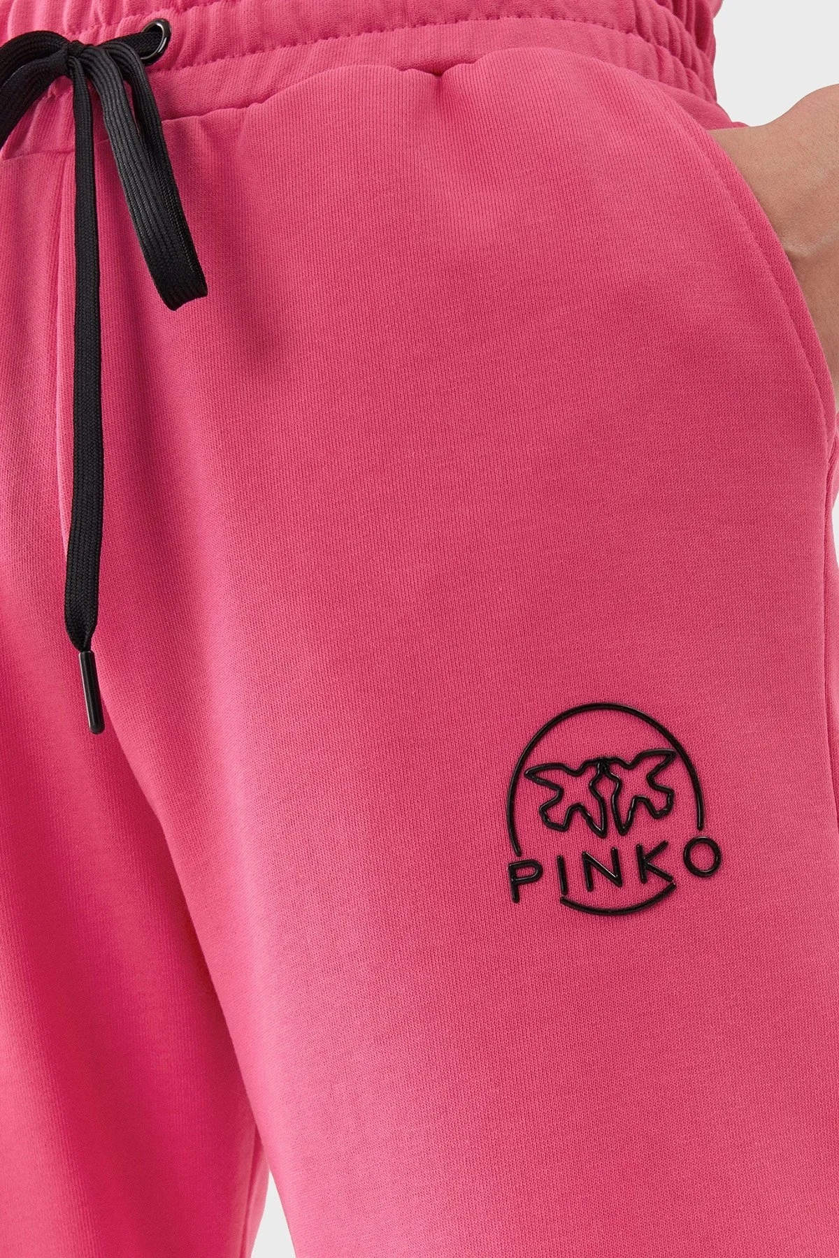 Pinko % 100 Pamuk Cepli Yüksek Belli Dar Paça Relaxed Fit Jogger Spor Bayan Pantolon 100371 A162 N17 PEMBE - 9