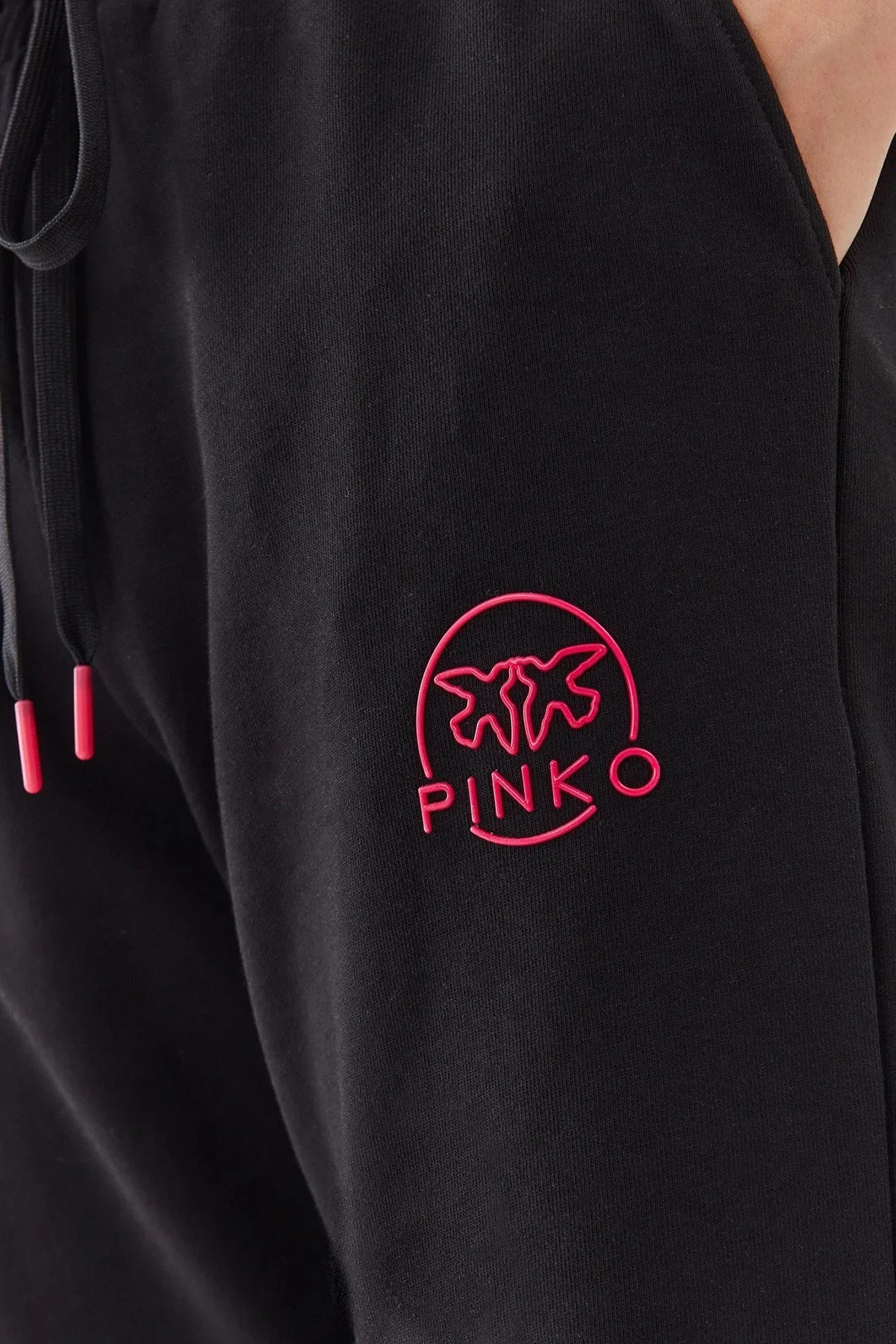 Pinko % 100 Pamuk Cepli Yüksek Belli Dar Paça Relaxed Fit Jogger Spor Bayan Pantolon 100371 A162 Z99 SİYAH - 4