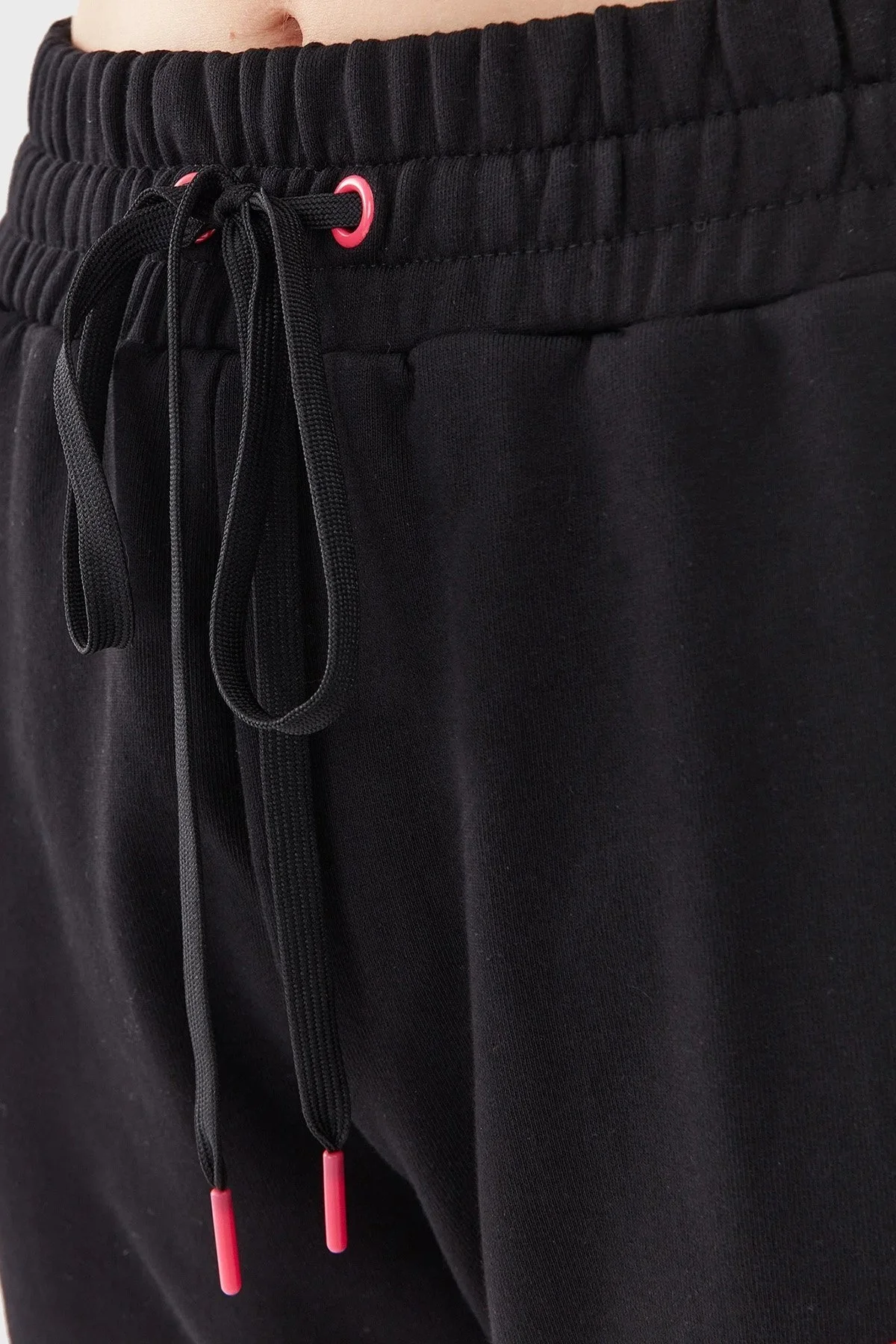 Pinko % 100 Pamuk Cepli Yüksek Belli Dar Paça Relaxed Fit Jogger Spor Bayan Pantolon 100371 A162 Z99 SİYAH - 5