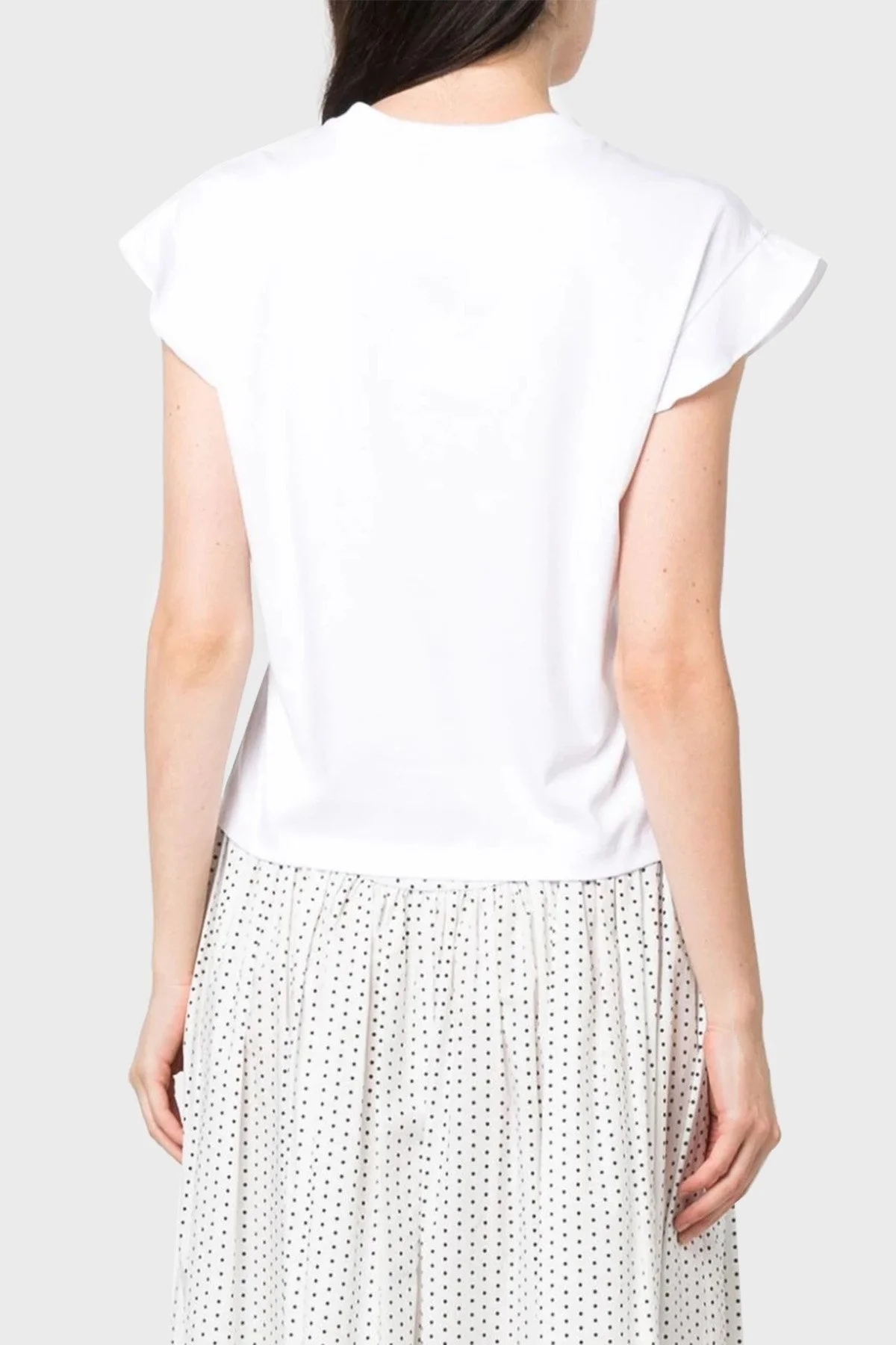 Pinko % 100 Pamuk Elmas İşlemeli Logolu Regular Fit T shirt Bayan Top 101609 A12H Z04 BEYAZ - 7