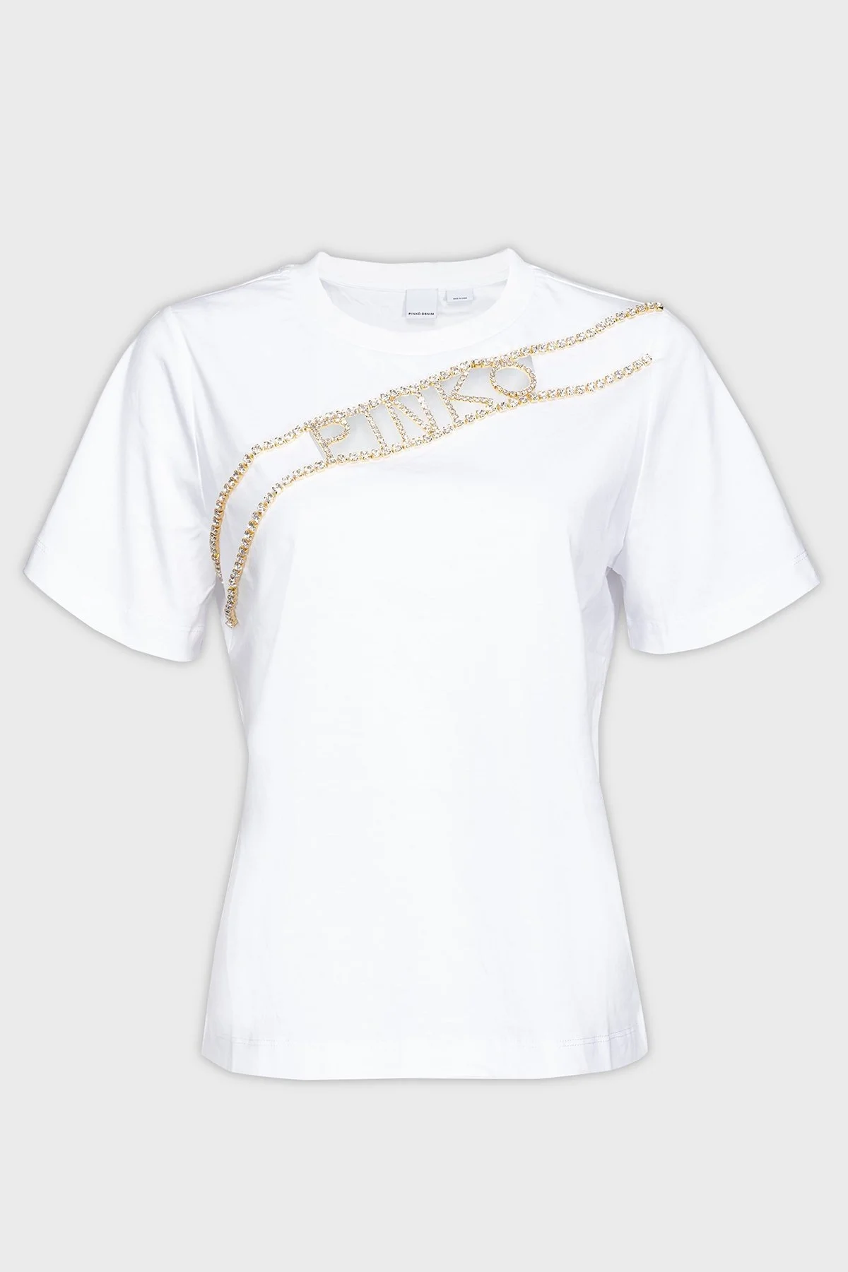 Pinko % 100 Pamuk Elmas Logo İşlemeli Regular Fit Bayan T Shirt 101610 A12H Z04 BEYAZ - 4