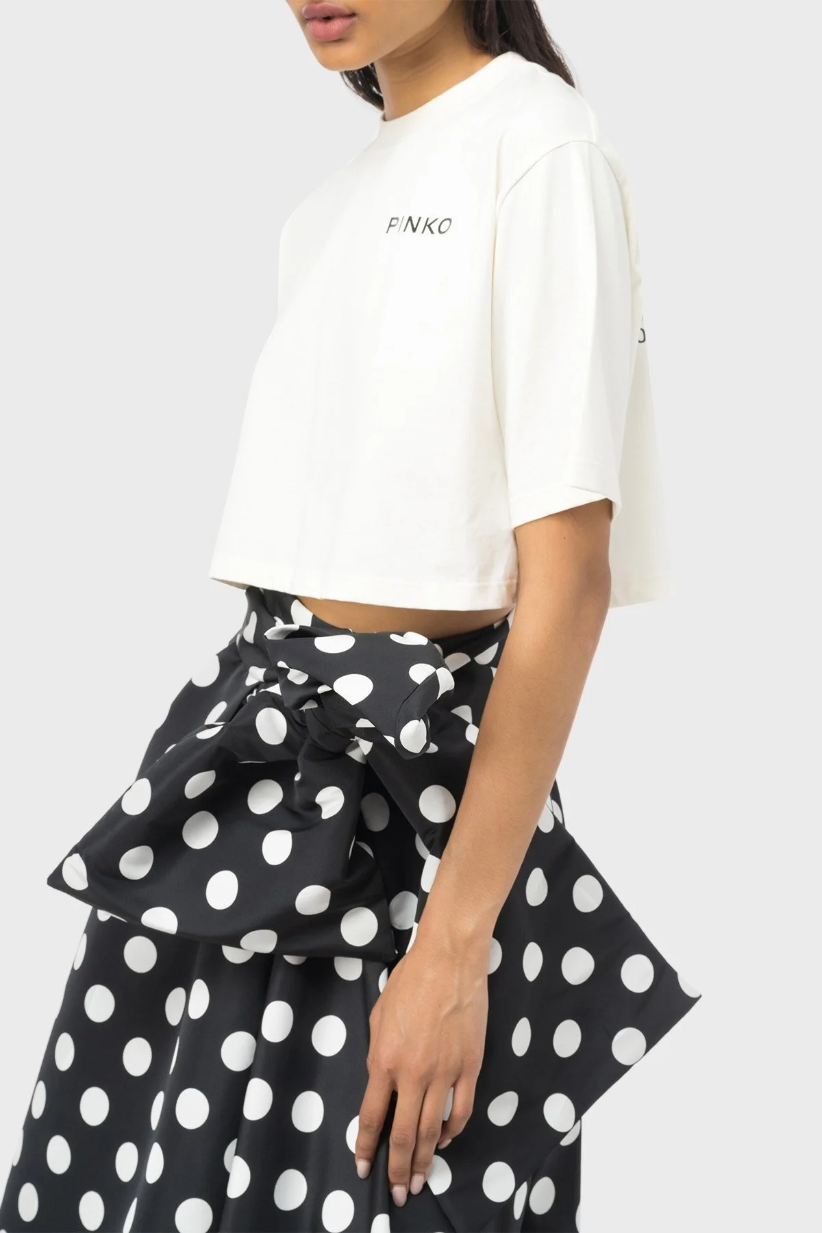 Pinko % 100 Pamuk Logo Baskılı Hafif Oversize Top Bayan T Shirt 101768 A13K Z03 BEYAZ - 1