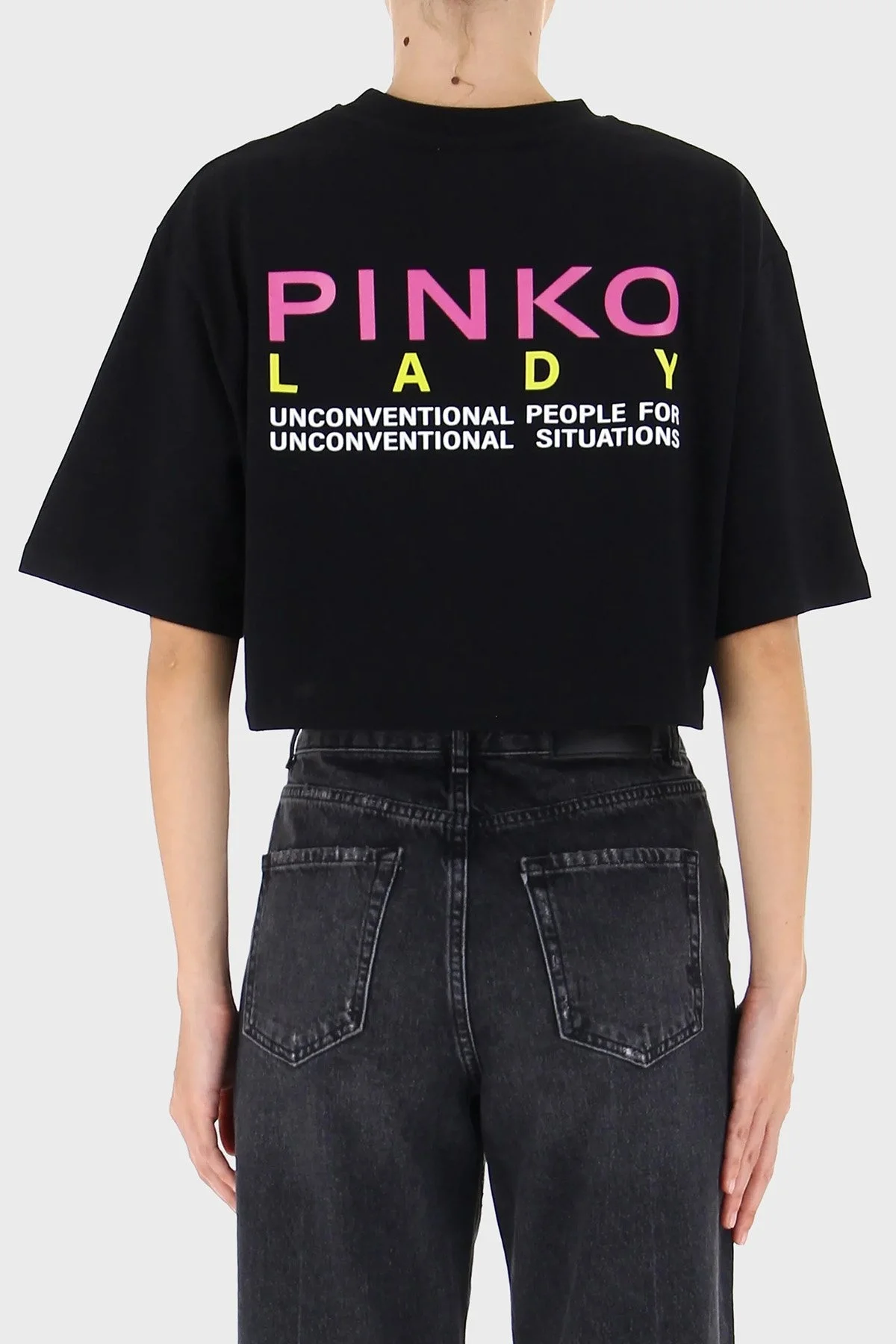 Pinko % 100 Pamuk Logo Baskılı Hafif Oversize Top Bayan T Shirt 101768 A13K Z99 SİYAH - 3