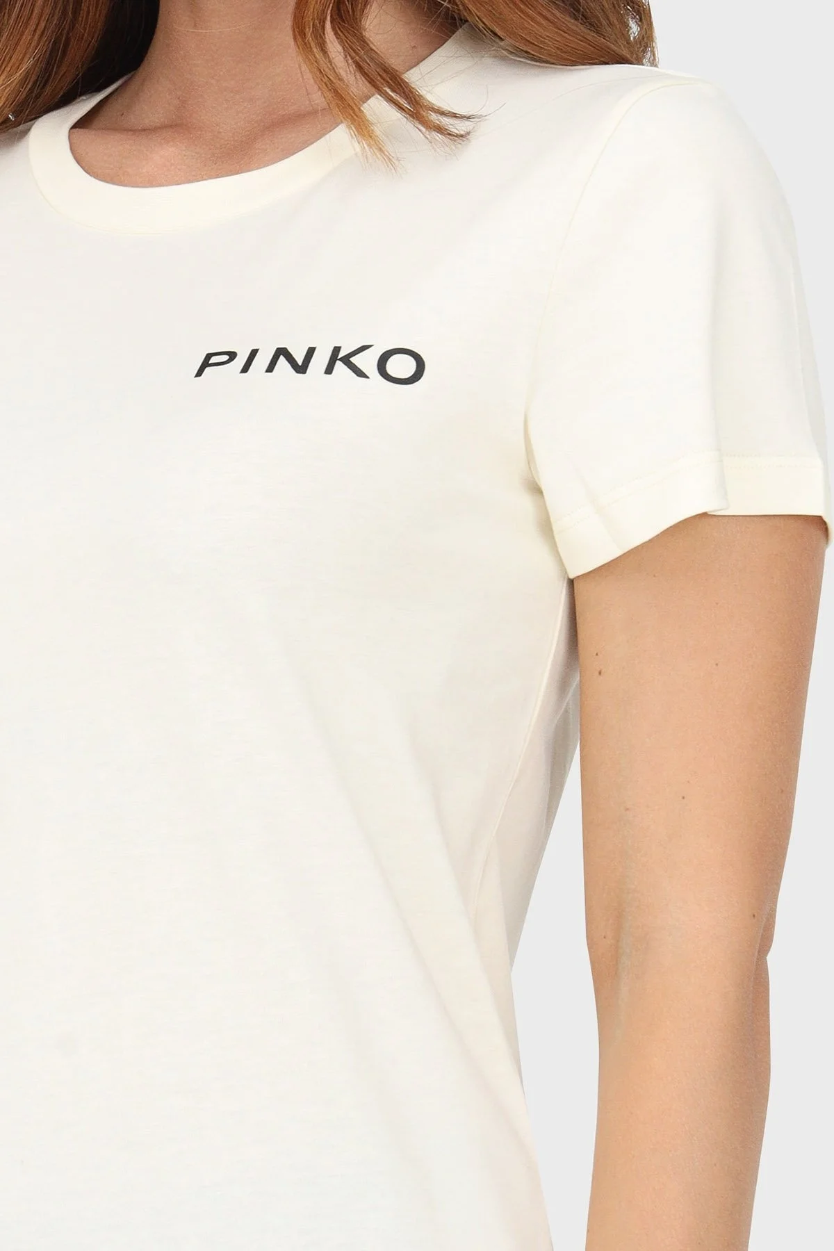 Pinko % 100 Pamuk Logo Baskılı Regular Fit Bayan T Shirt 100355 A13K Z03 BEYAZ - 7