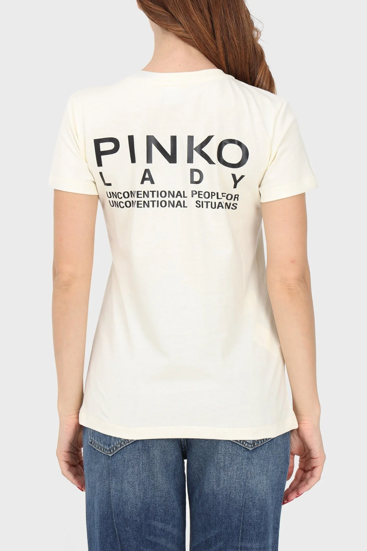 Pinko % 100 Pamuk Logo Baskılı Regular Fit Bayan T Shirt 100355 A13K Z03 BEYAZ - 8
