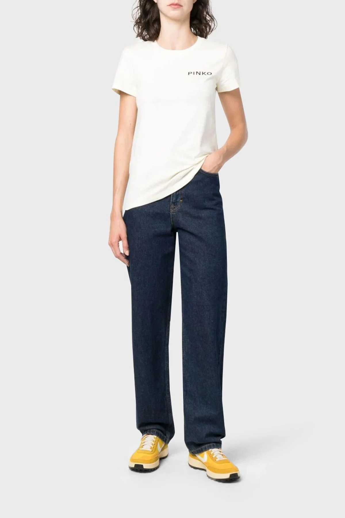 Pinko % 100 Pamuk Logo Baskılı Regular Fit Bayan T Shirt 100355 A13K Z03 BEYAZ - 9