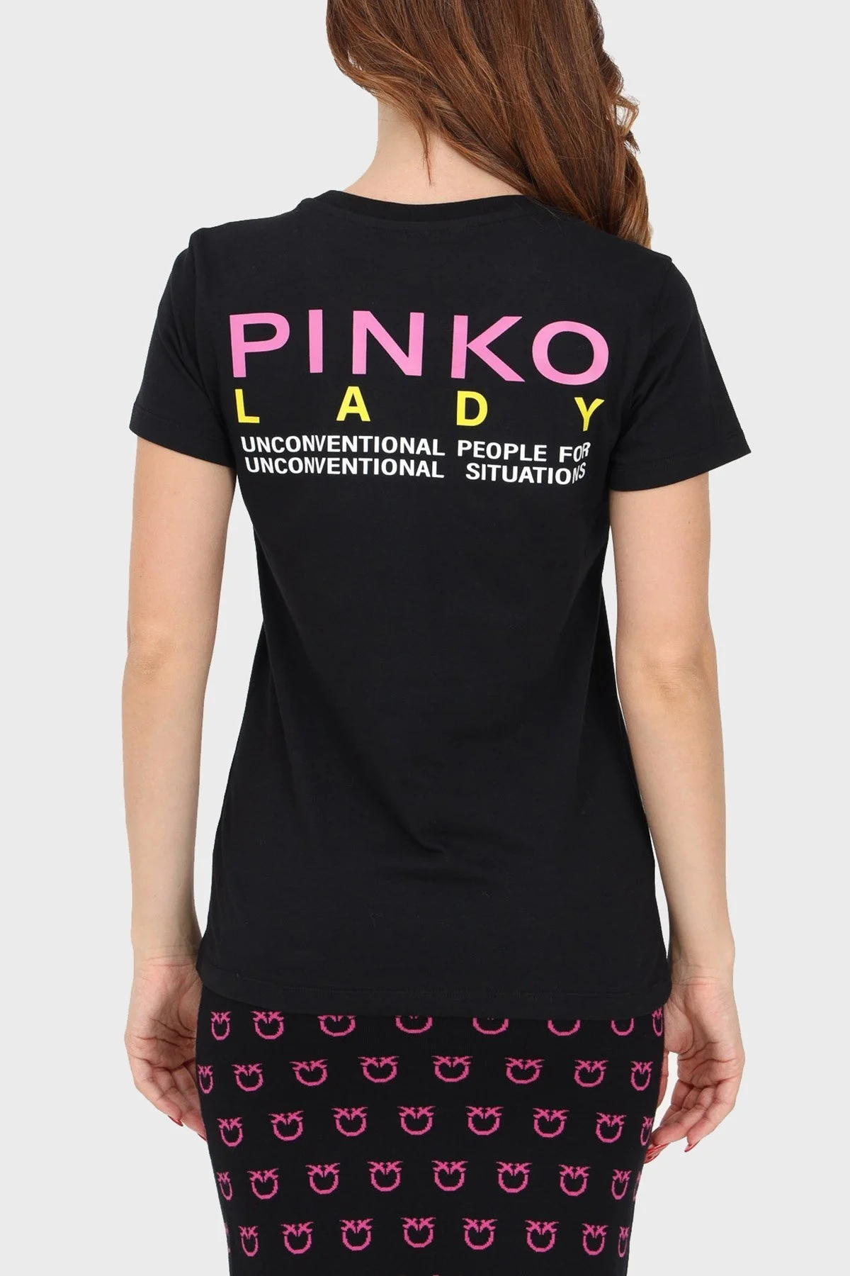 Pinko % 100 Pamuk Logo Baskılı Regular Fit Bayan T Shirt 100355 A13K Z99 SİYAH - 3