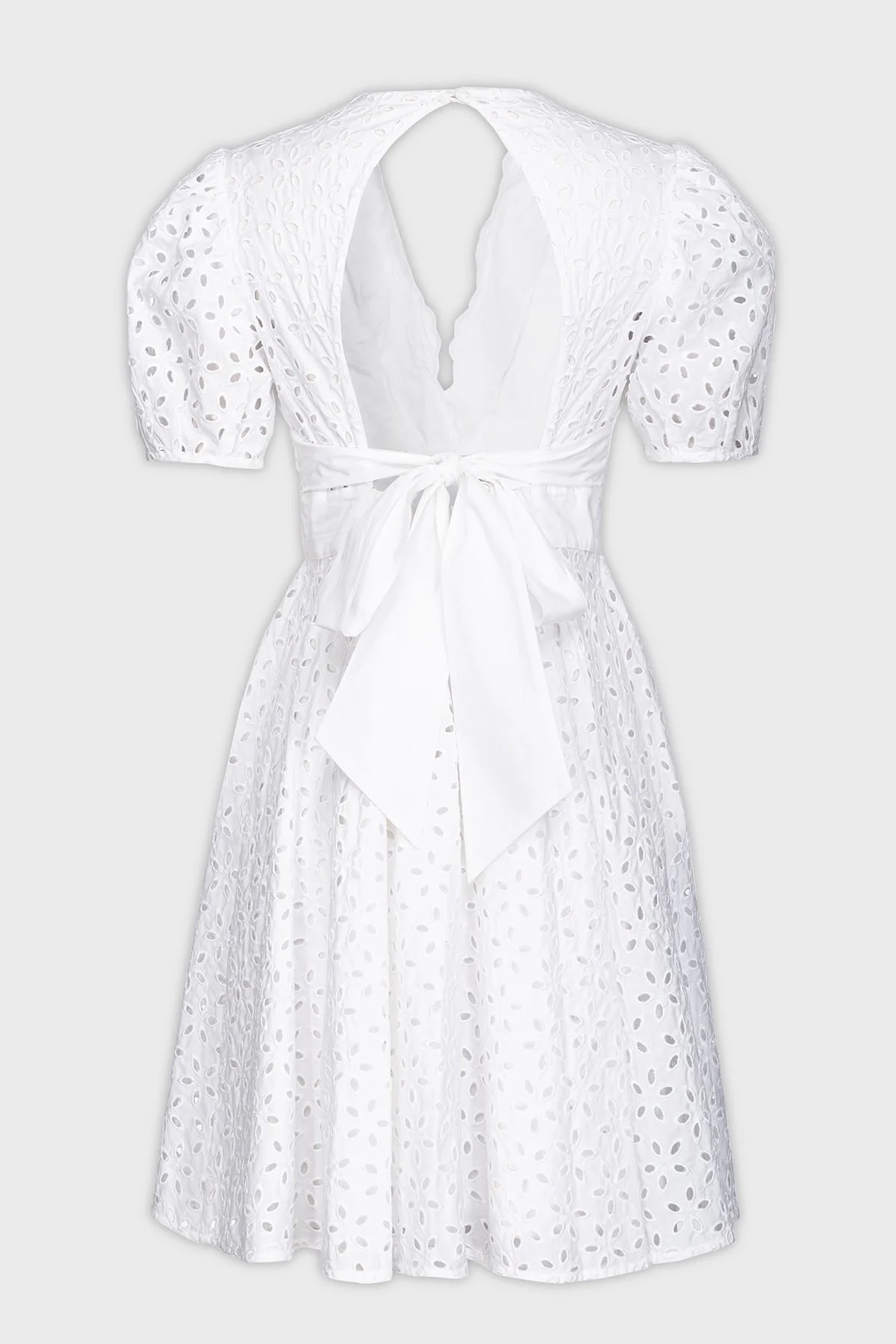 Pinko % 100 Pamuk Sırt Dekolteli Fistolu Balon Kol Mini Bayan Elbise 100890 A0Q4 Z04 BEYAZ - 12