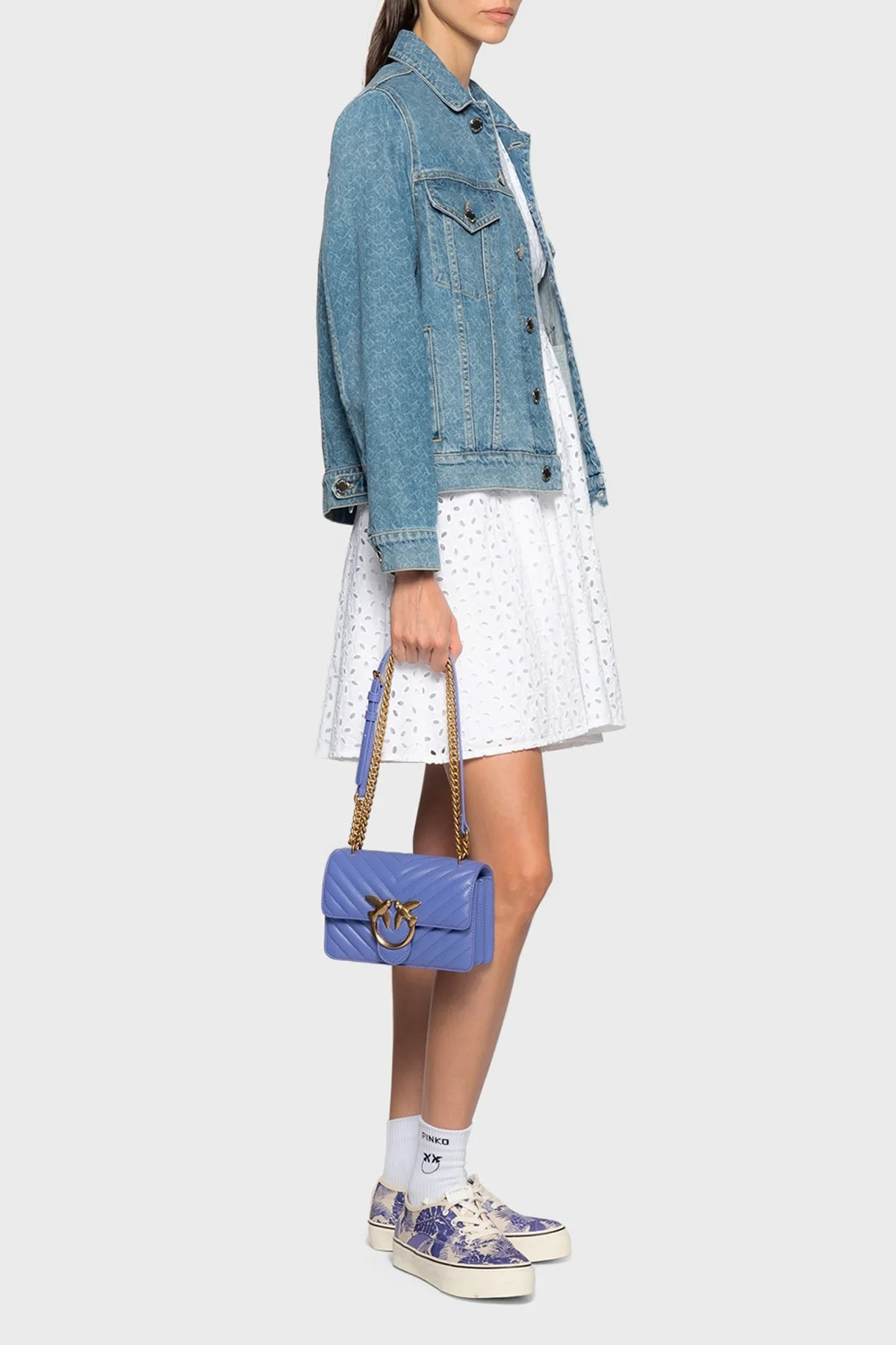 Pinko % 100 Pamuk Sırt Dekolteli Fistolu Balon Kol Mini Kadın Elbise 100890 A0Q4 Z04 BEYAZ - 4