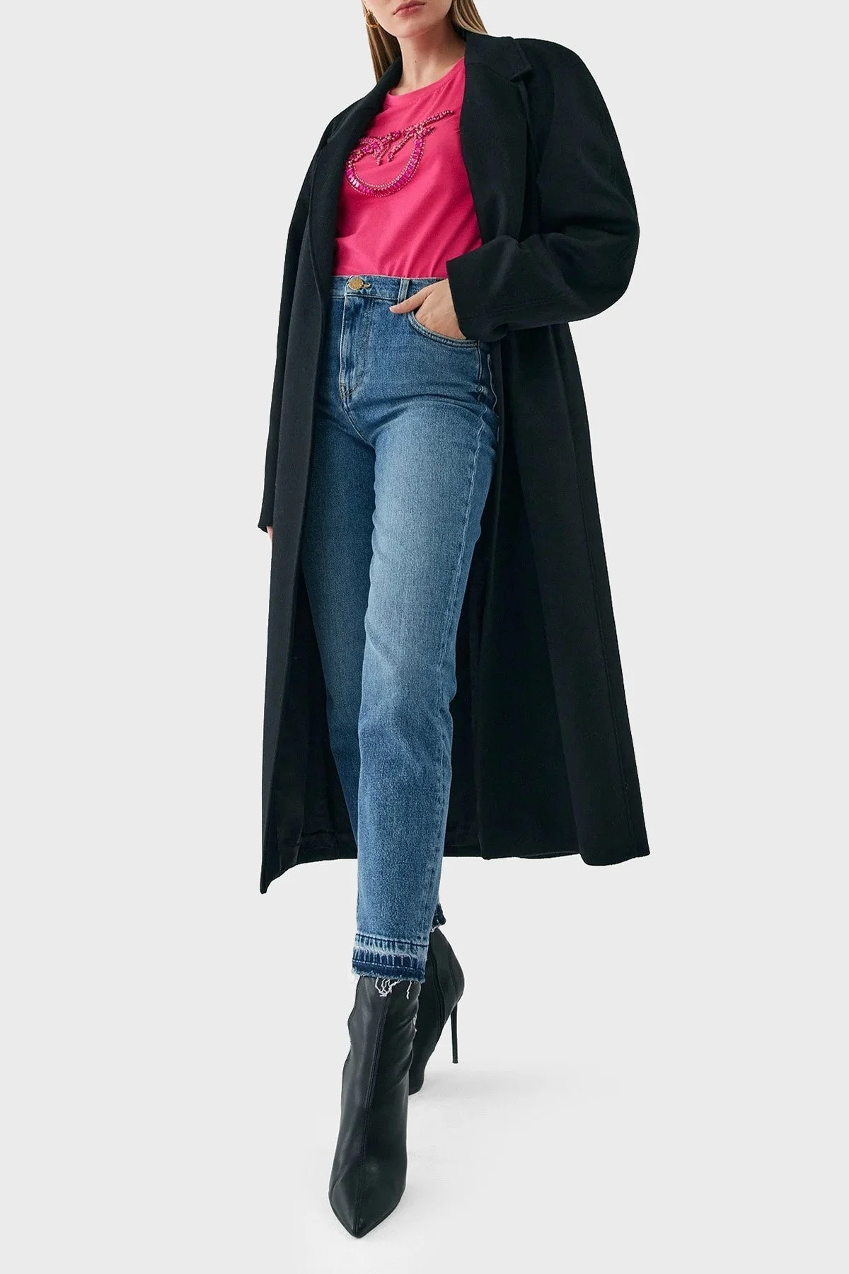 Pinko % 100 Pamuk Taş İşleme Motifli Regular Fit Bayan T Shirt 100535 A15D N17 PEMBE - 2