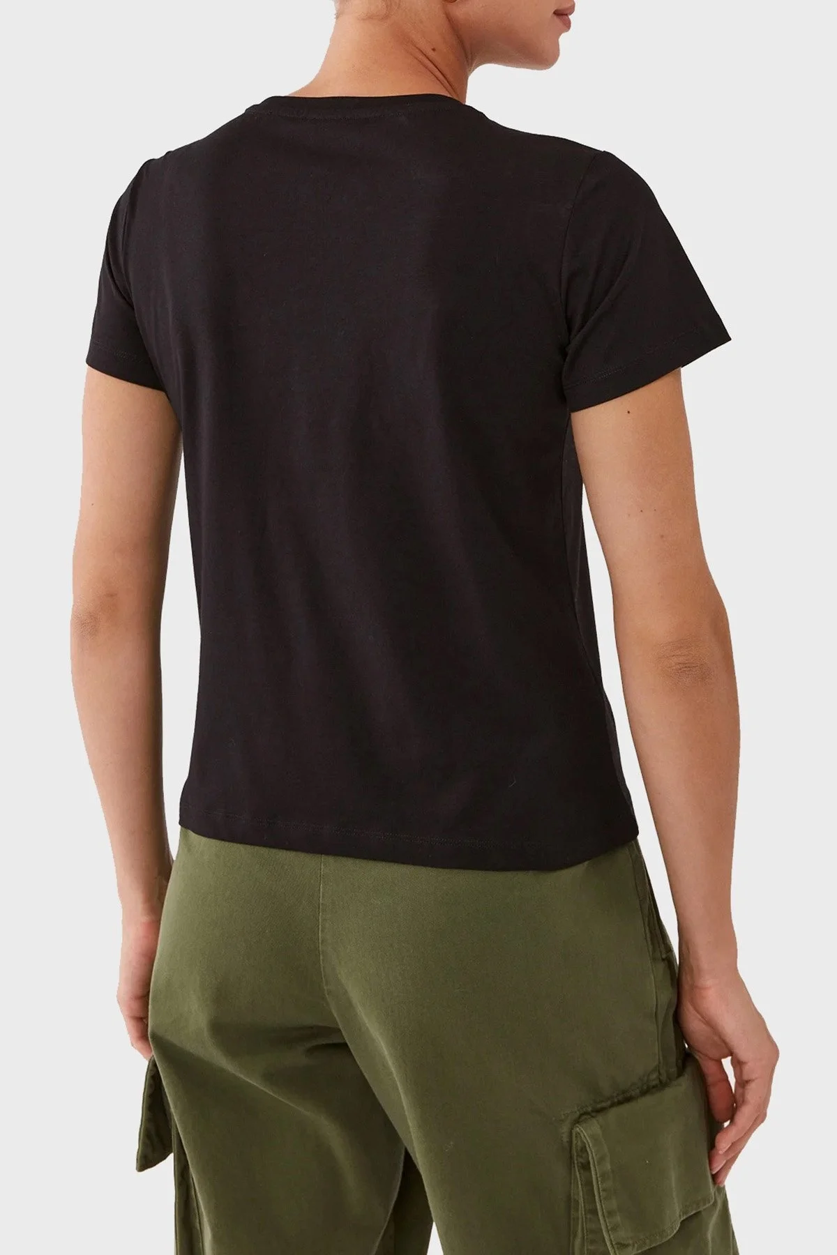 Pinko % 100 Pamuk Taş İşleme Motifli Regular Fit Bayan T Shirt 100535 A15D Z99 SİYAH - 3