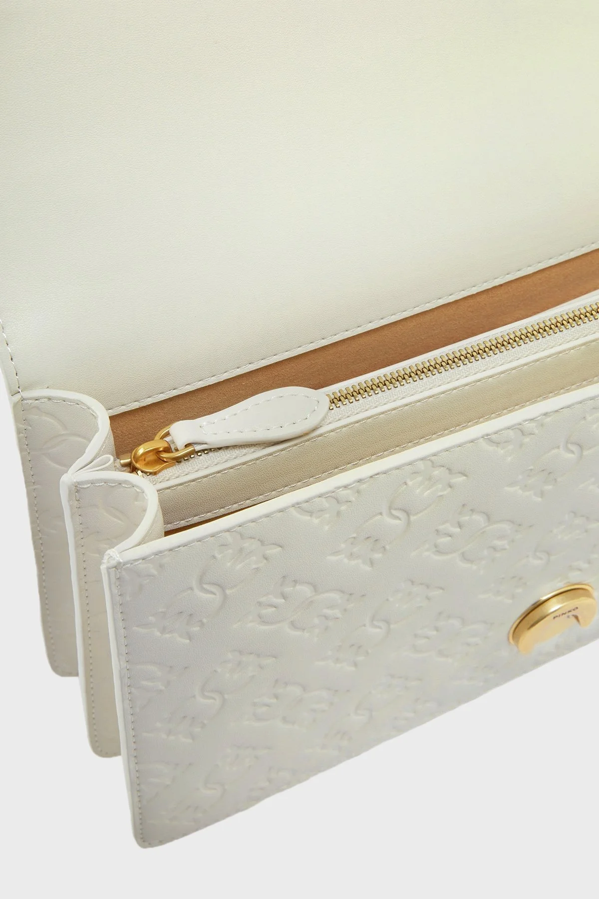 Pinko 4G Logolu Ayarlanabilir Zincir Askılı Deri Bayan Çanta 100941 A1YB Z14Q EKRU - 8