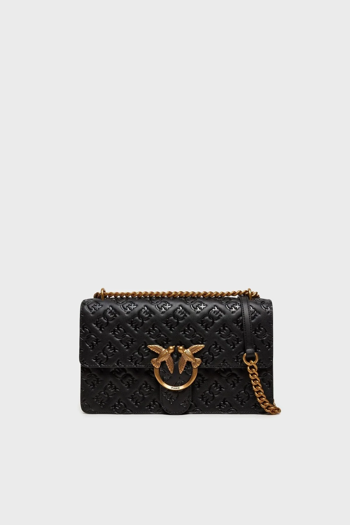 Pinko 4G Logolu Ayarlanabilir Zincir Askılı Deri Bayan Çanta 100941 A1YB Z99Q SİYAH - 6