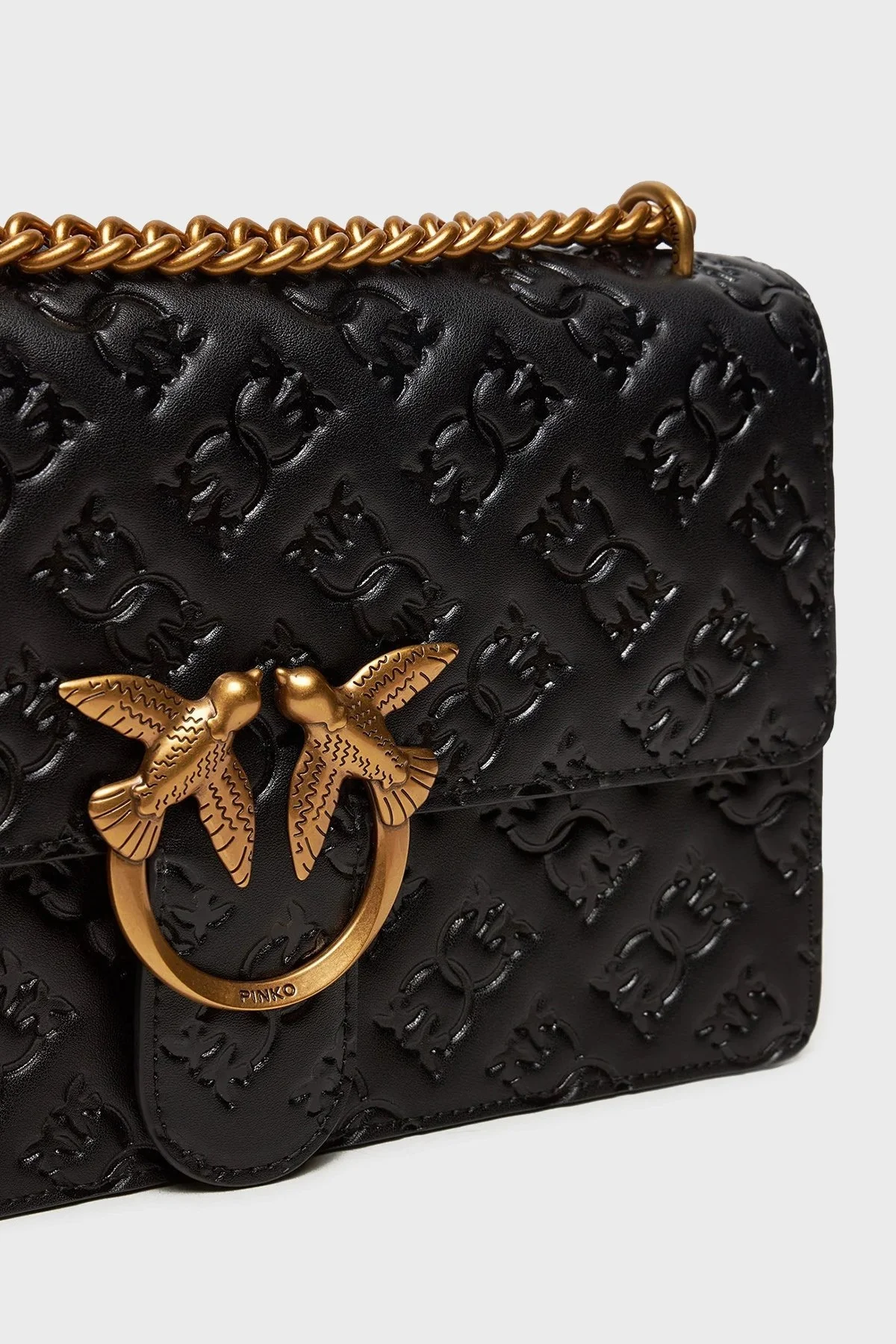 Pinko 4G Logolu Ayarlanabilir Zincir Askılı Deri Bayan Çanta 100941 A1YB Z99Q SİYAH - 9