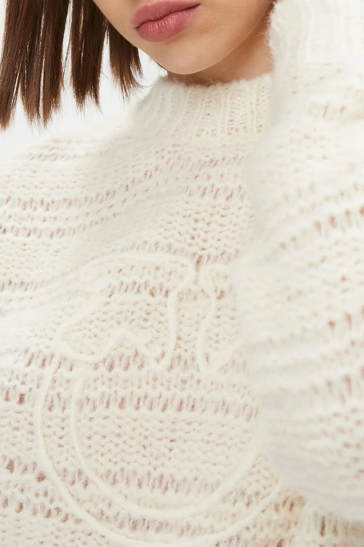 Pinko Alpaka Yün Karışımlı Regular Fit Bayan Kazak 102248 A1CK Z06 EKRU - 4