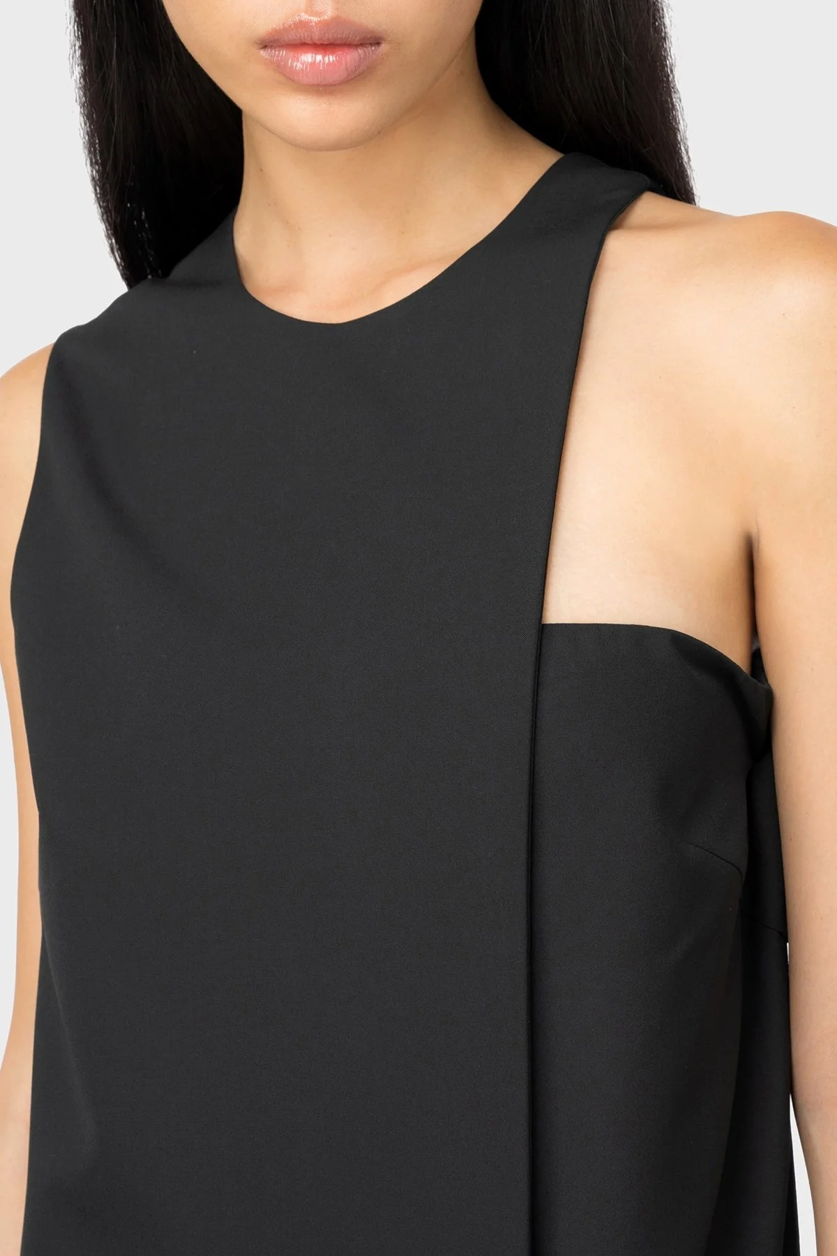 Pinko Asimetrik Kolsuz Mini Bayan Elbise 101996 A18G Z99 SİYAH - 3