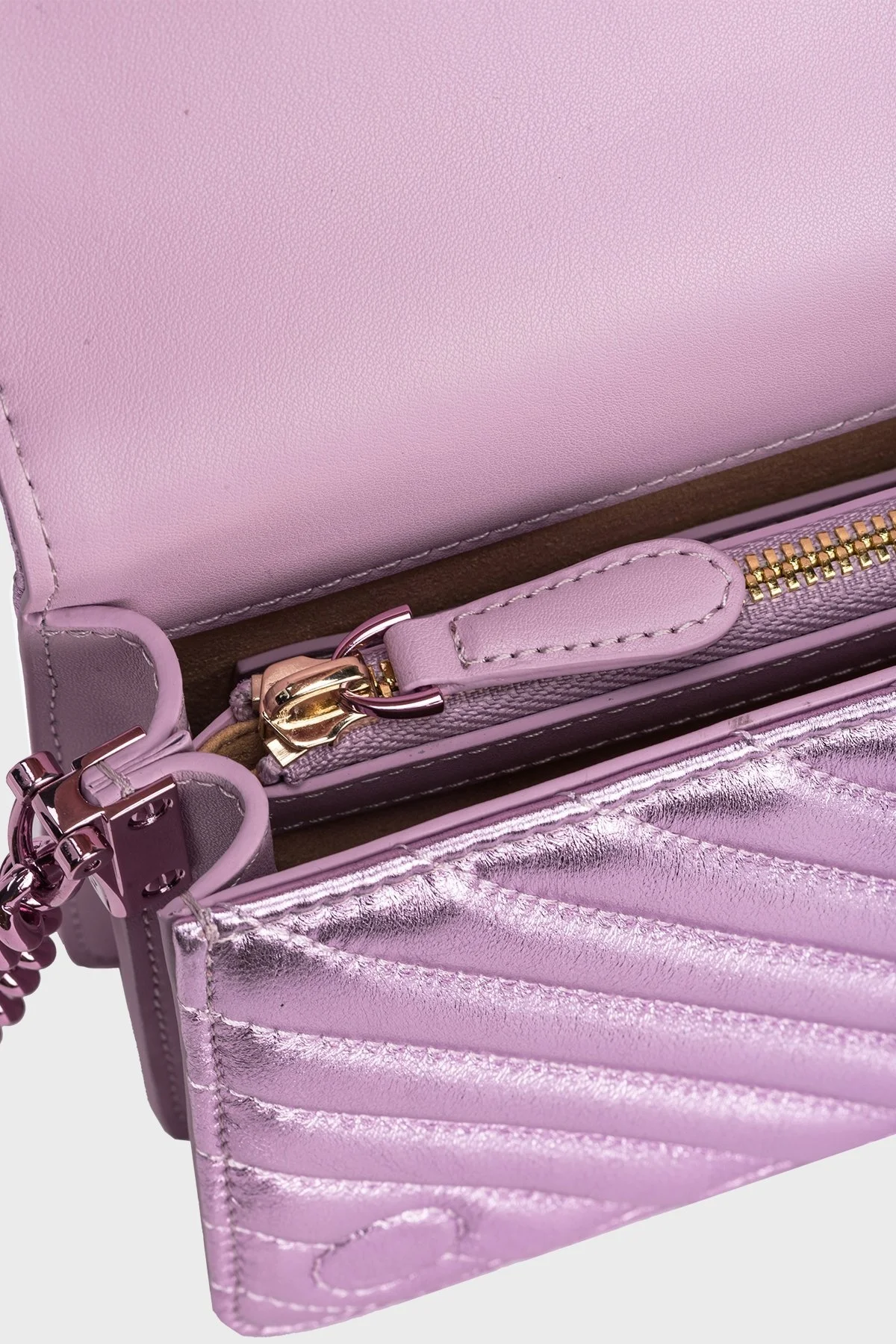 Pinko Ayarlanabilir Zincir Askılı Deri Bayan Çanta 100067 A1JE WWGB MOR - 6