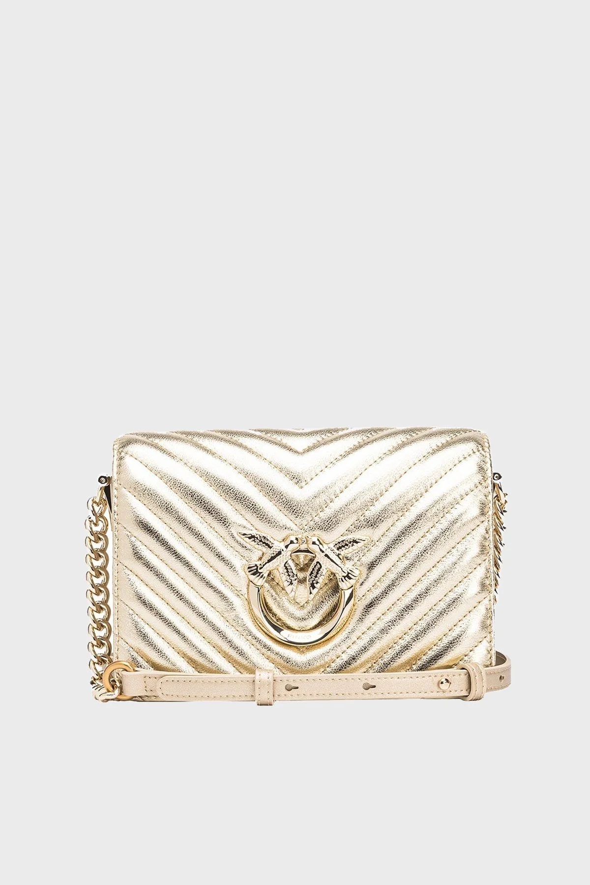 Pinko Ayarlanabilir Zincir Askılı Deri Bayan Çanta 100067 A1JE ZZLB GOLD - 1